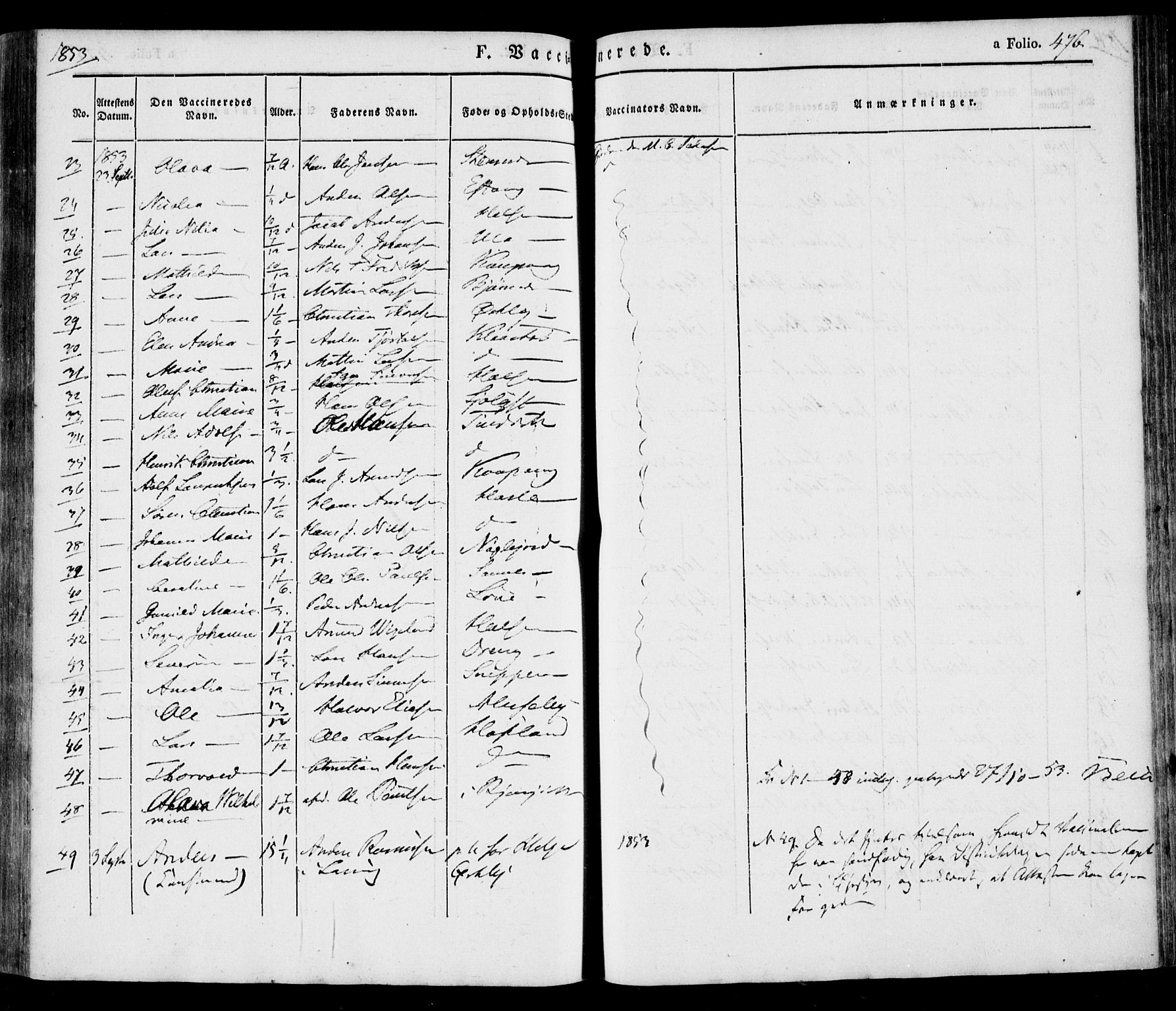 Tjølling kirkebøker, SAKO/A-60/F/Fa/L0006: Parish register (official) no. 6, 1835-1859, p. 476