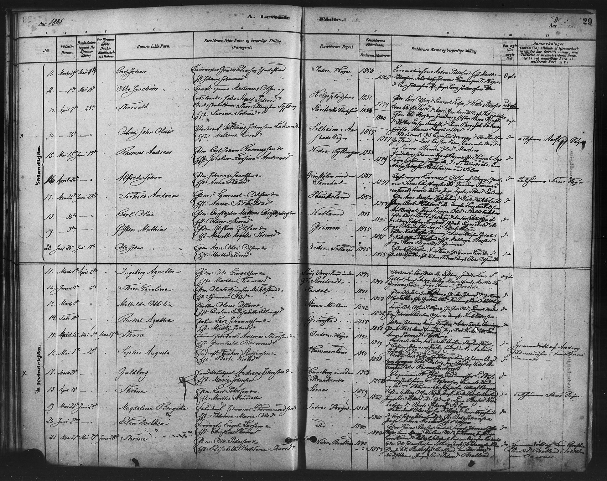 Fana Sokneprestembete, AV/SAB-A-75101/H/Haa/Haai/L0001: Parish register (official) no. I 1, 1878-1888, p. 29