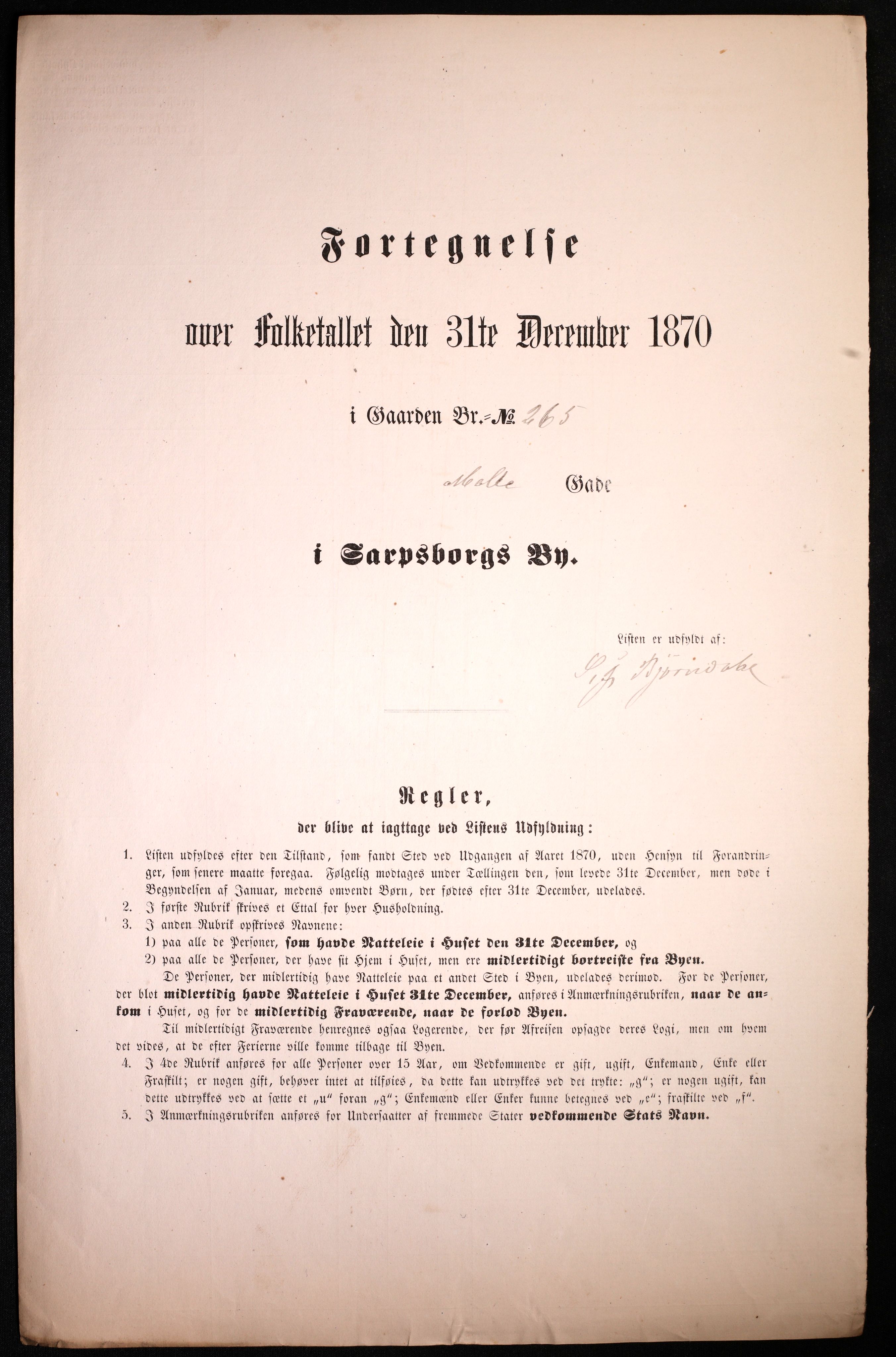 RA, 1870 census for 0102 Sarpsborg, 1870, p. 87