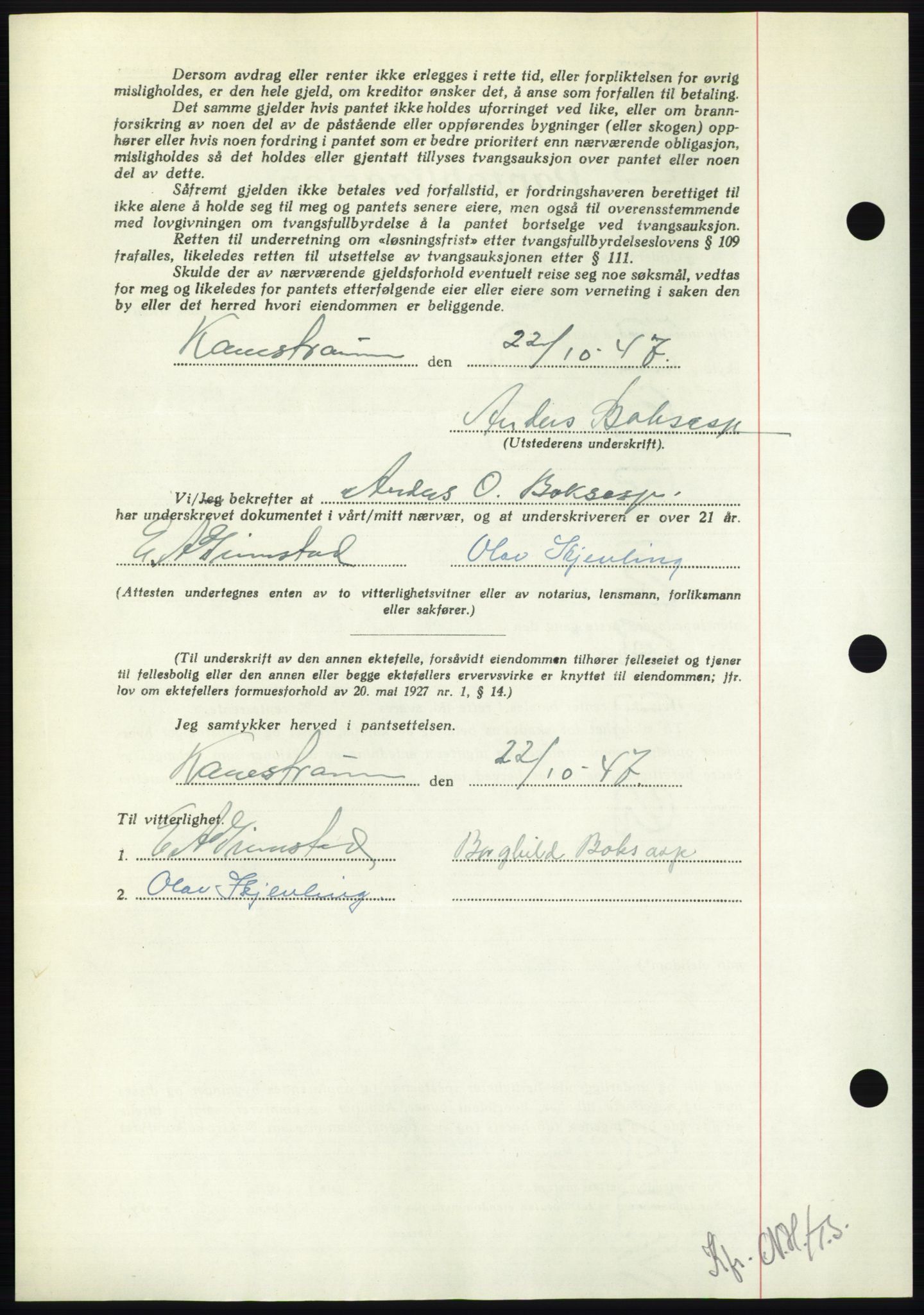 Nordmøre sorenskriveri, AV/SAT-A-4132/1/2/2Ca: Mortgage book no. B97, 1947-1948, Diary no: : 2440/1947