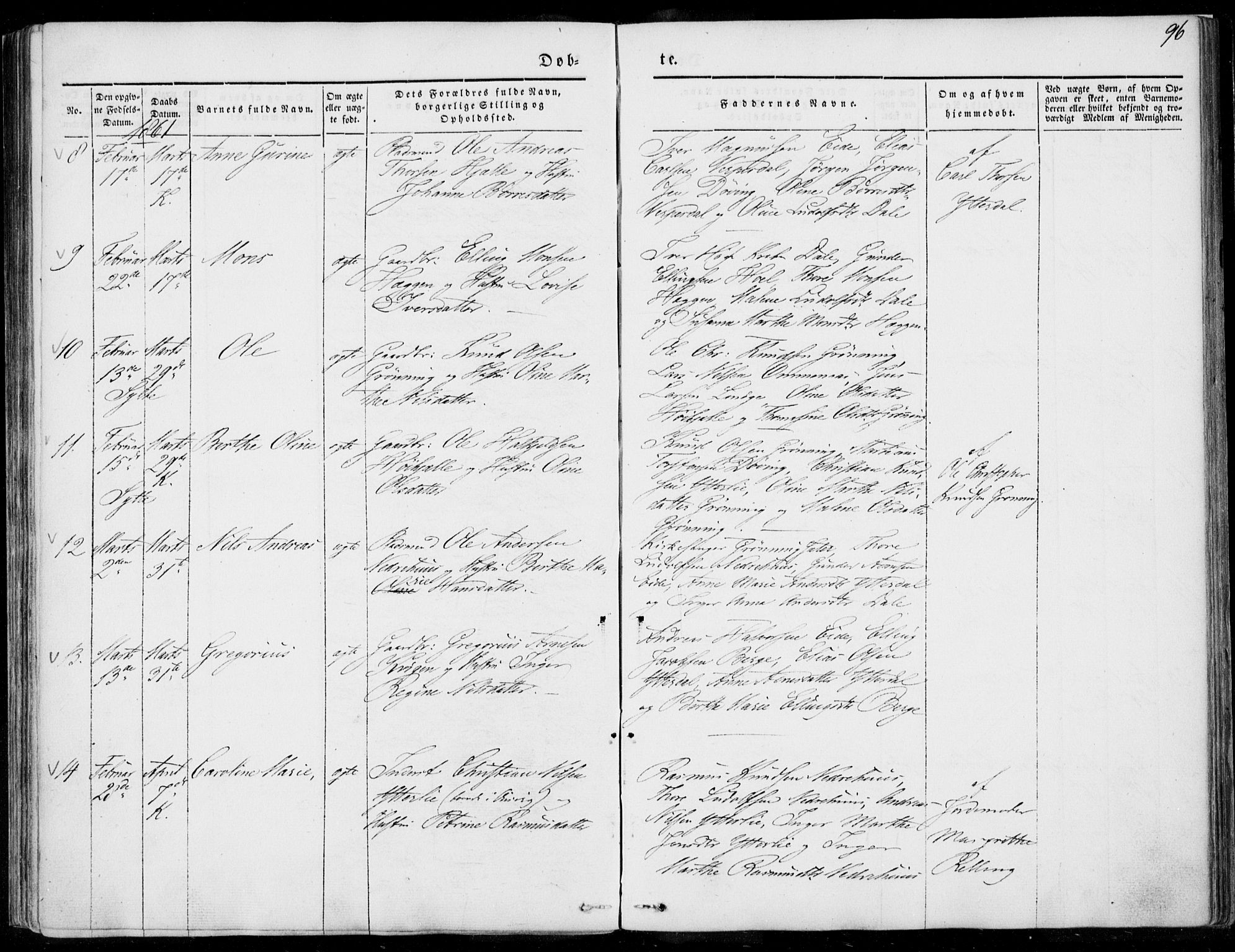 Ministerialprotokoller, klokkerbøker og fødselsregistre - Møre og Romsdal, SAT/A-1454/519/L0249: Parish register (official) no. 519A08, 1846-1868, p. 96