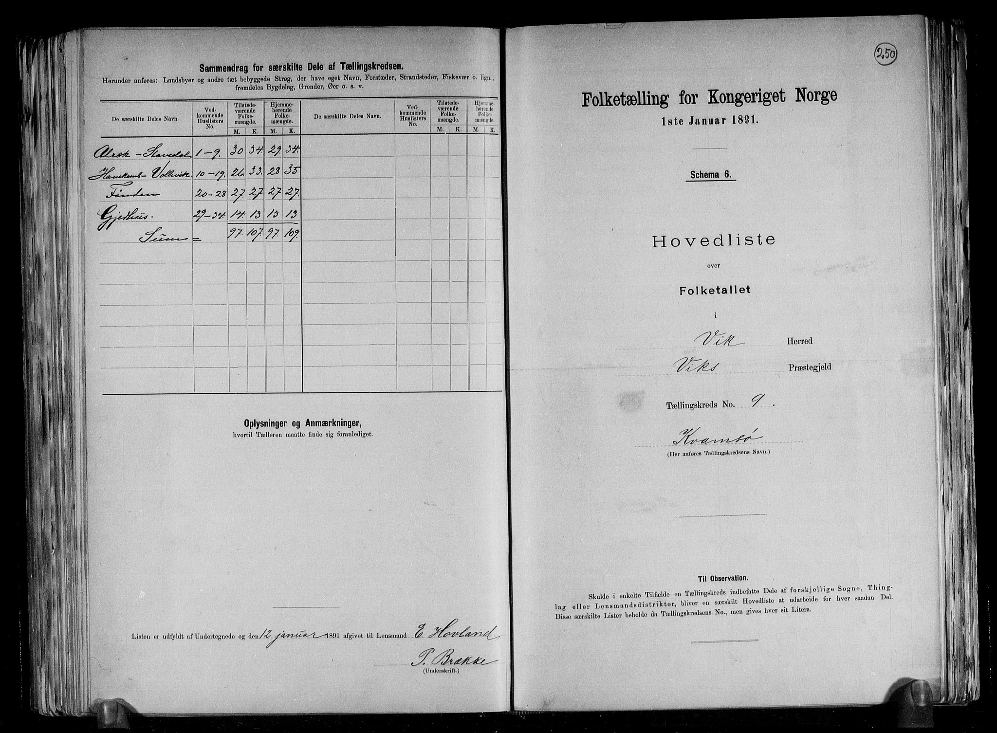 RA, 1891 census for 1417 Vik, 1891, p. 25