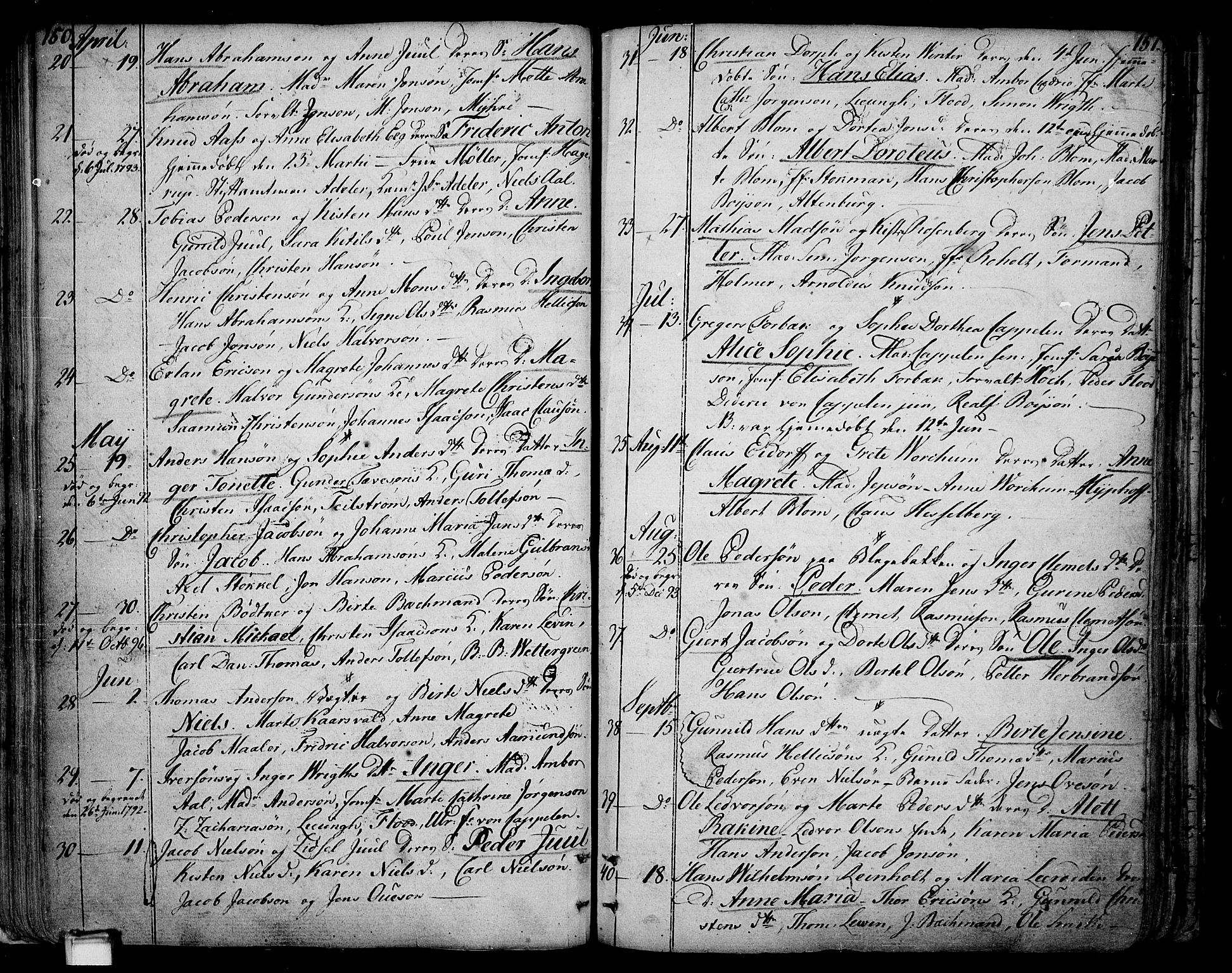 Skien kirkebøker, SAKO/A-302/F/Fa/L0004: Parish register (official) no. 4, 1792-1814, p. 150-151