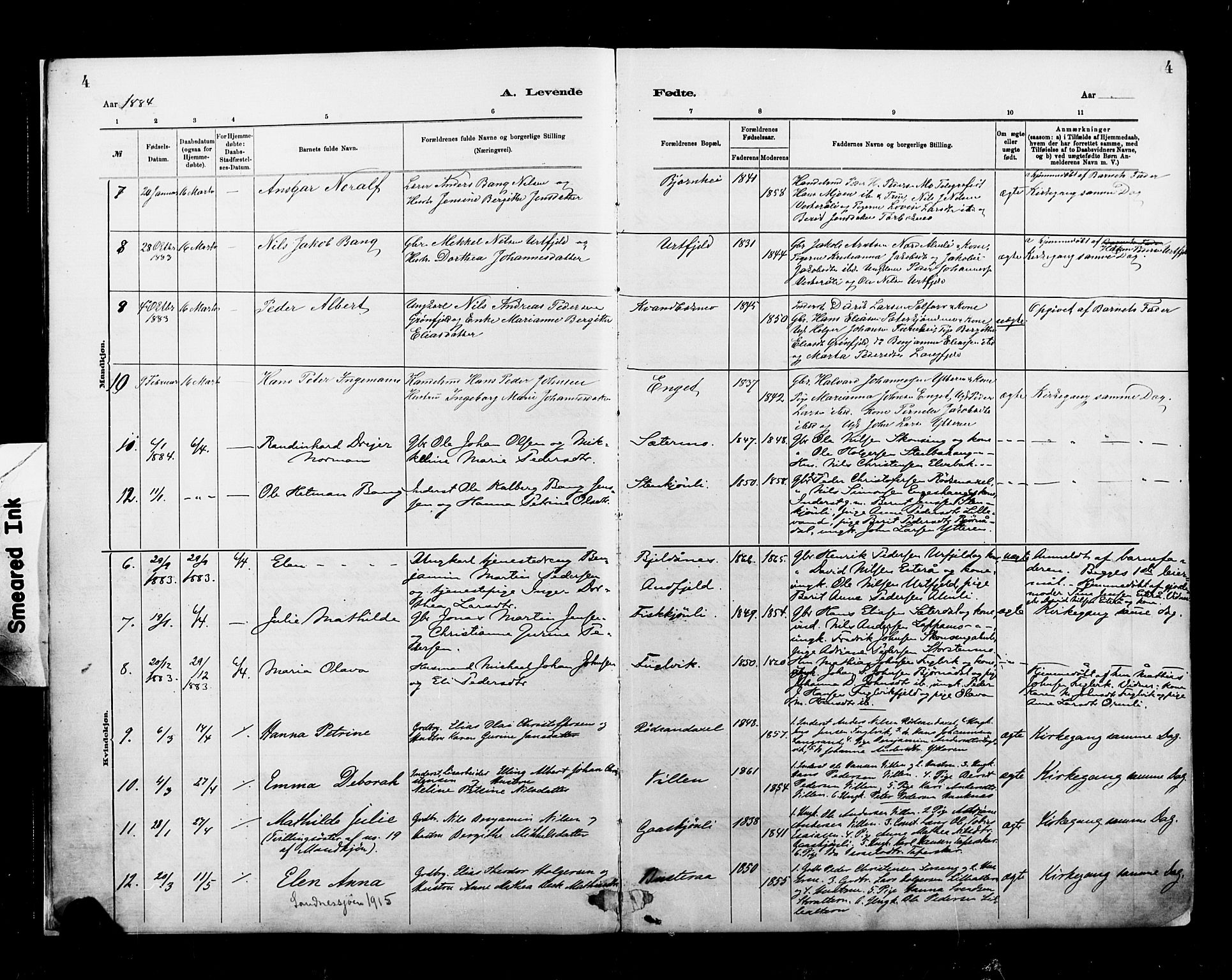 Ministerialprotokoller, klokkerbøker og fødselsregistre - Nordland, AV/SAT-A-1459/827/L0400: Parish register (official) no. 827A12, 1883-1903, p. 4