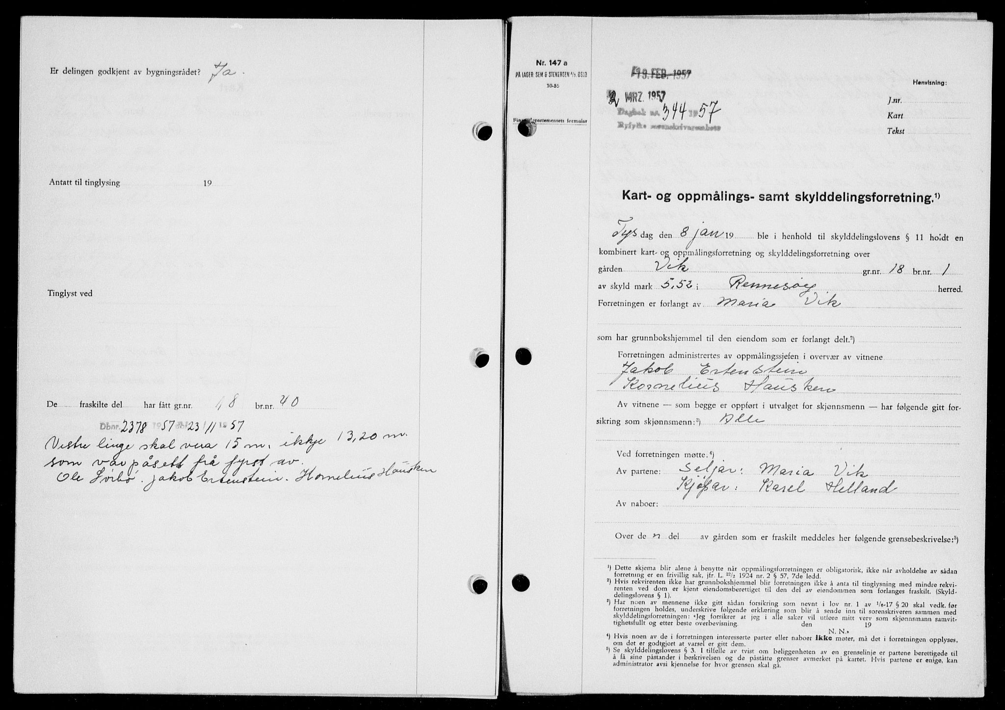 Ryfylke tingrett, SAST/A-100055/001/II/IIB/L0135: Mortgage book no. 114, 1956-1957, Diary no: : 344/1957