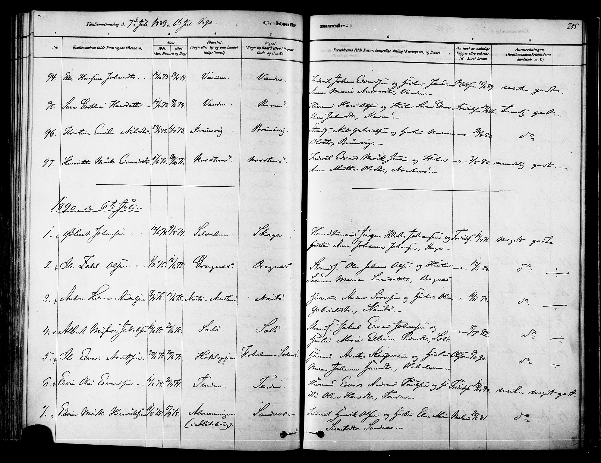 Ministerialprotokoller, klokkerbøker og fødselsregistre - Nordland, SAT/A-1459/834/L0507: Parish register (official) no. 834A05, 1878-1892, p. 285
