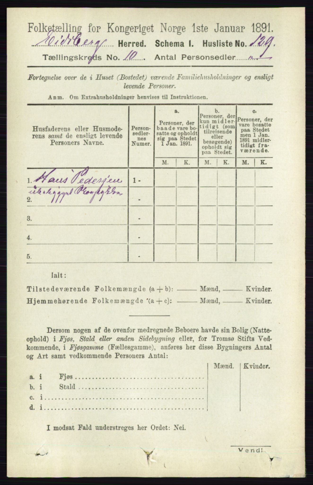 RA, 1891 census for 0125 Eidsberg, 1891, p. 5666