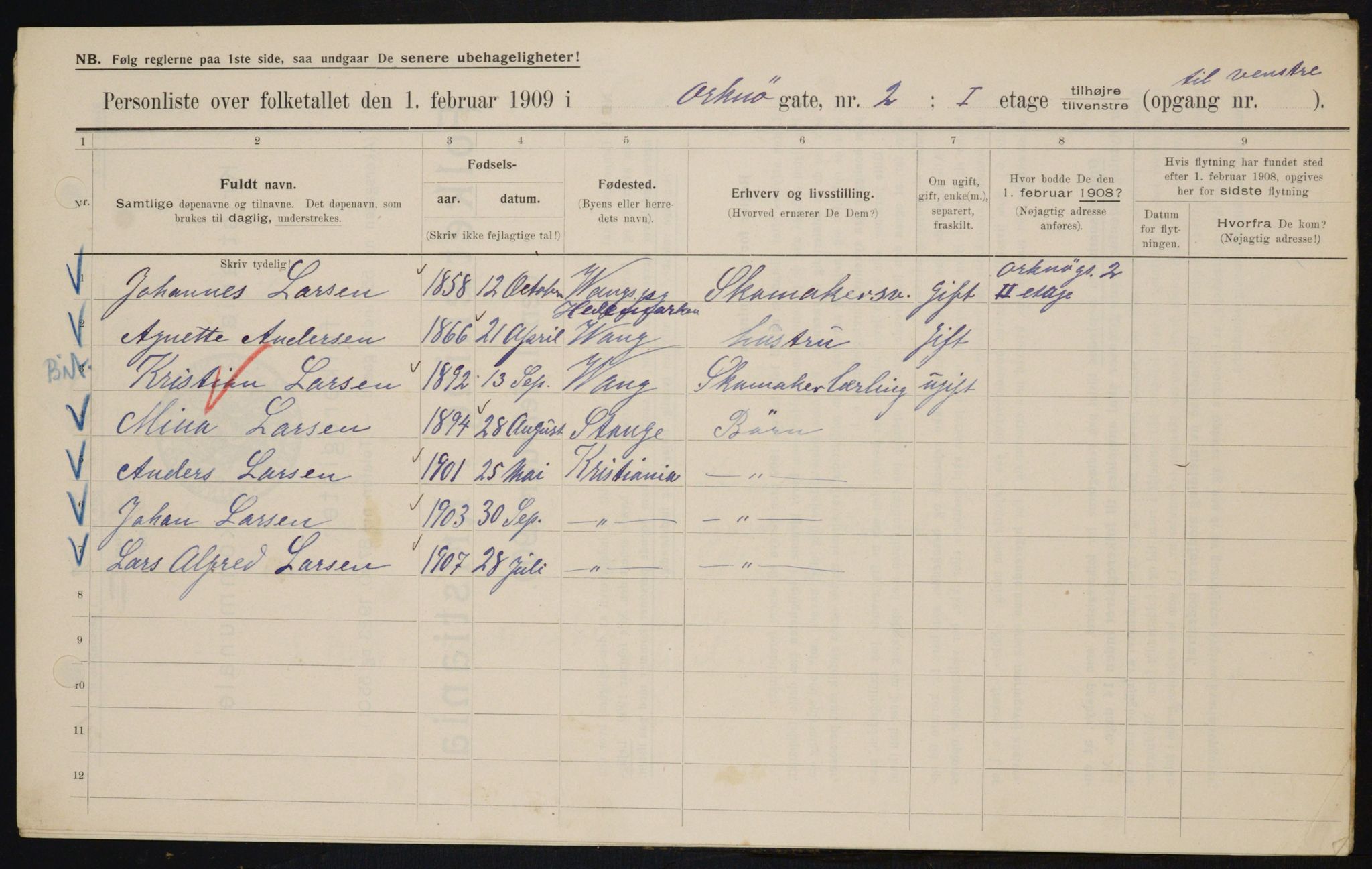 OBA, Municipal Census 1909 for Kristiania, 1909, p. 68727