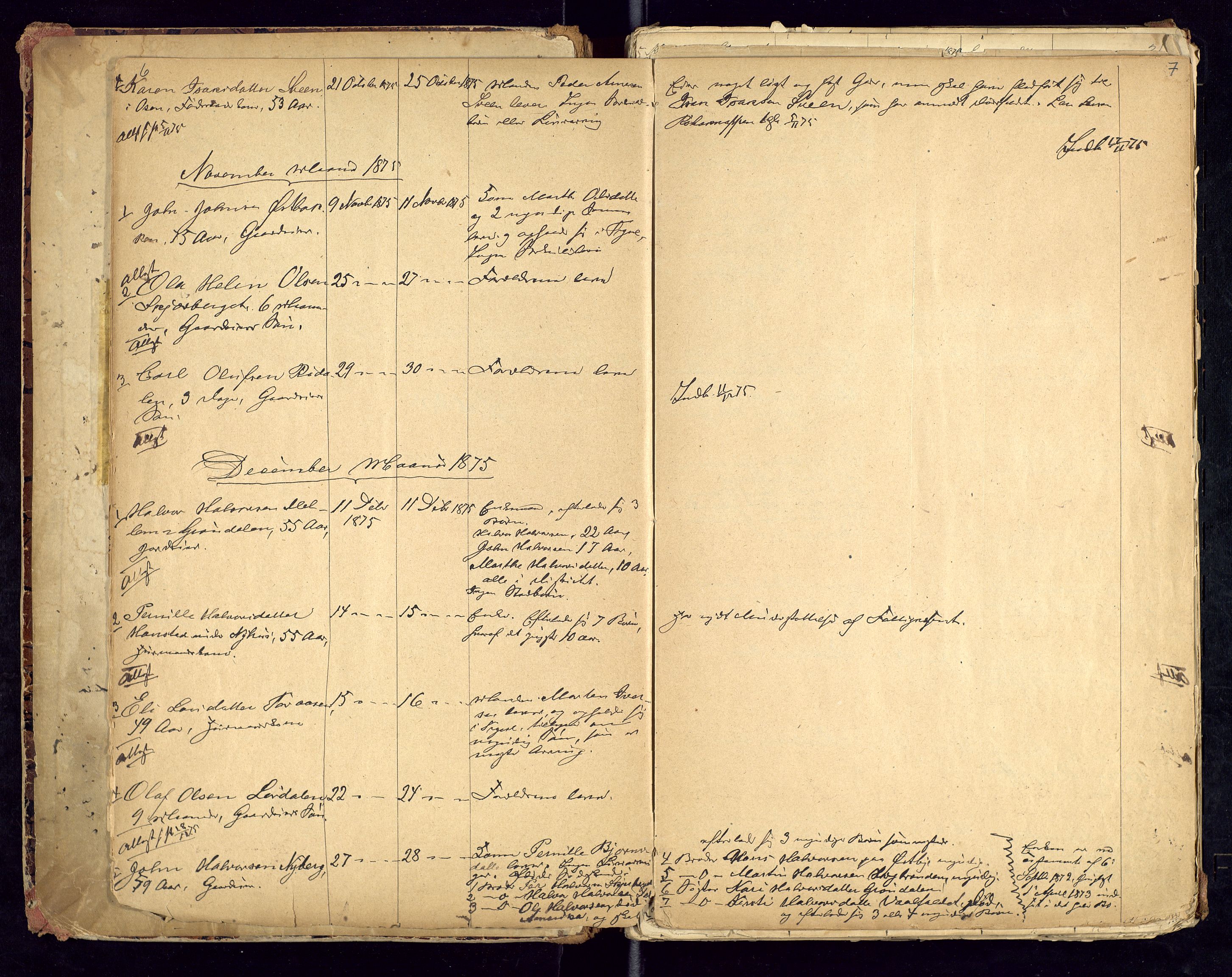 Trysil lensmannskontor, AV/SAH-LHT-026/H/Ha/L0001: Dødsfallsprotokoll, 1875-1901, p. 6-7