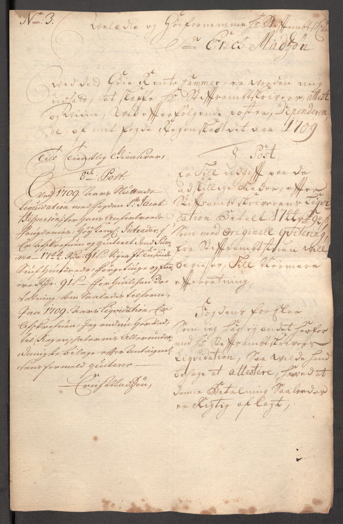 Rentekammeret inntil 1814, Reviderte regnskaper, Fogderegnskap, AV/RA-EA-4092/R64/L4431: Fogderegnskap Namdal, 1709-1710, p. 243