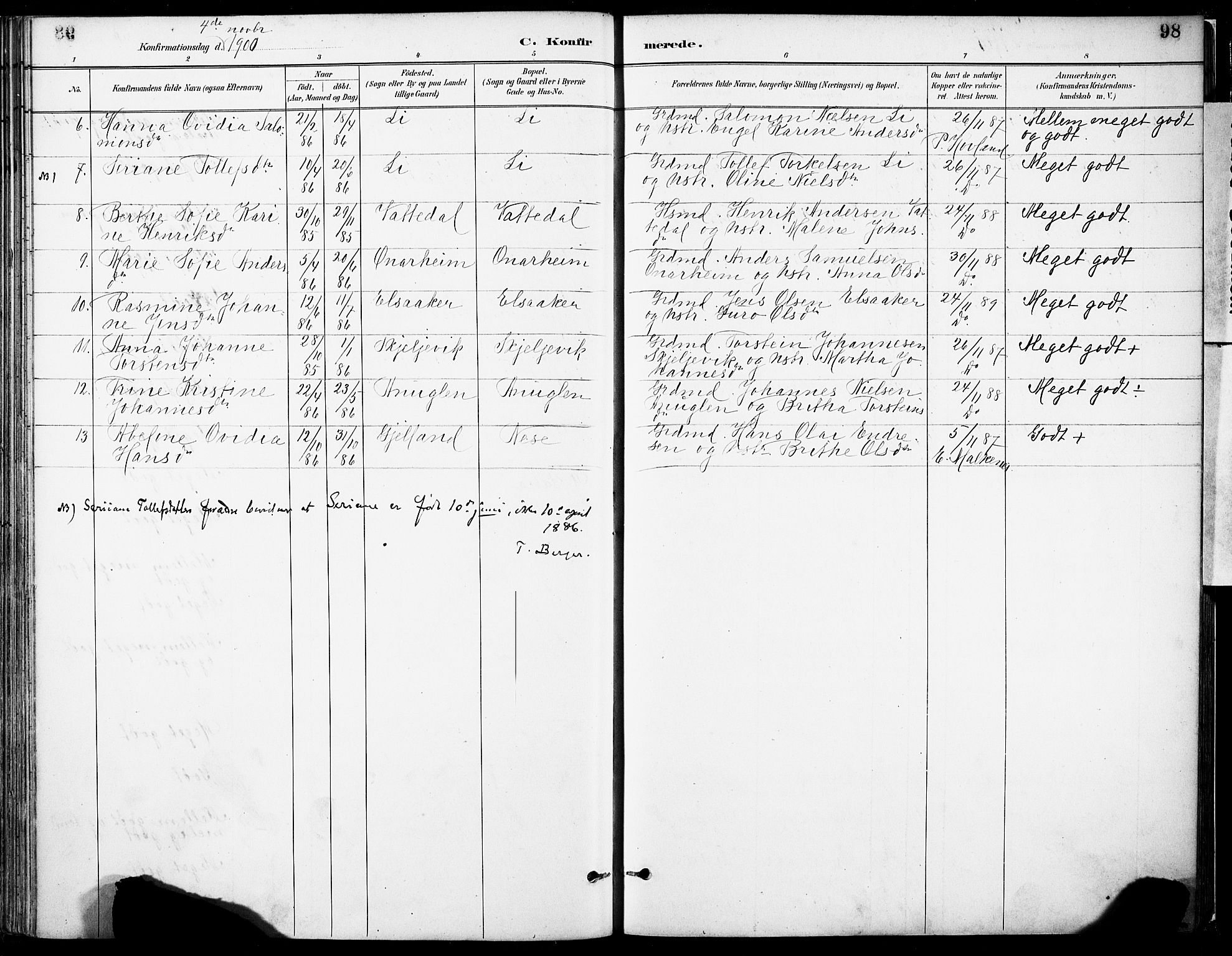 Tysnes sokneprestembete, SAB/A-78601/H/Haa: Parish register (official) no. C 1, 1887-1912, p. 98