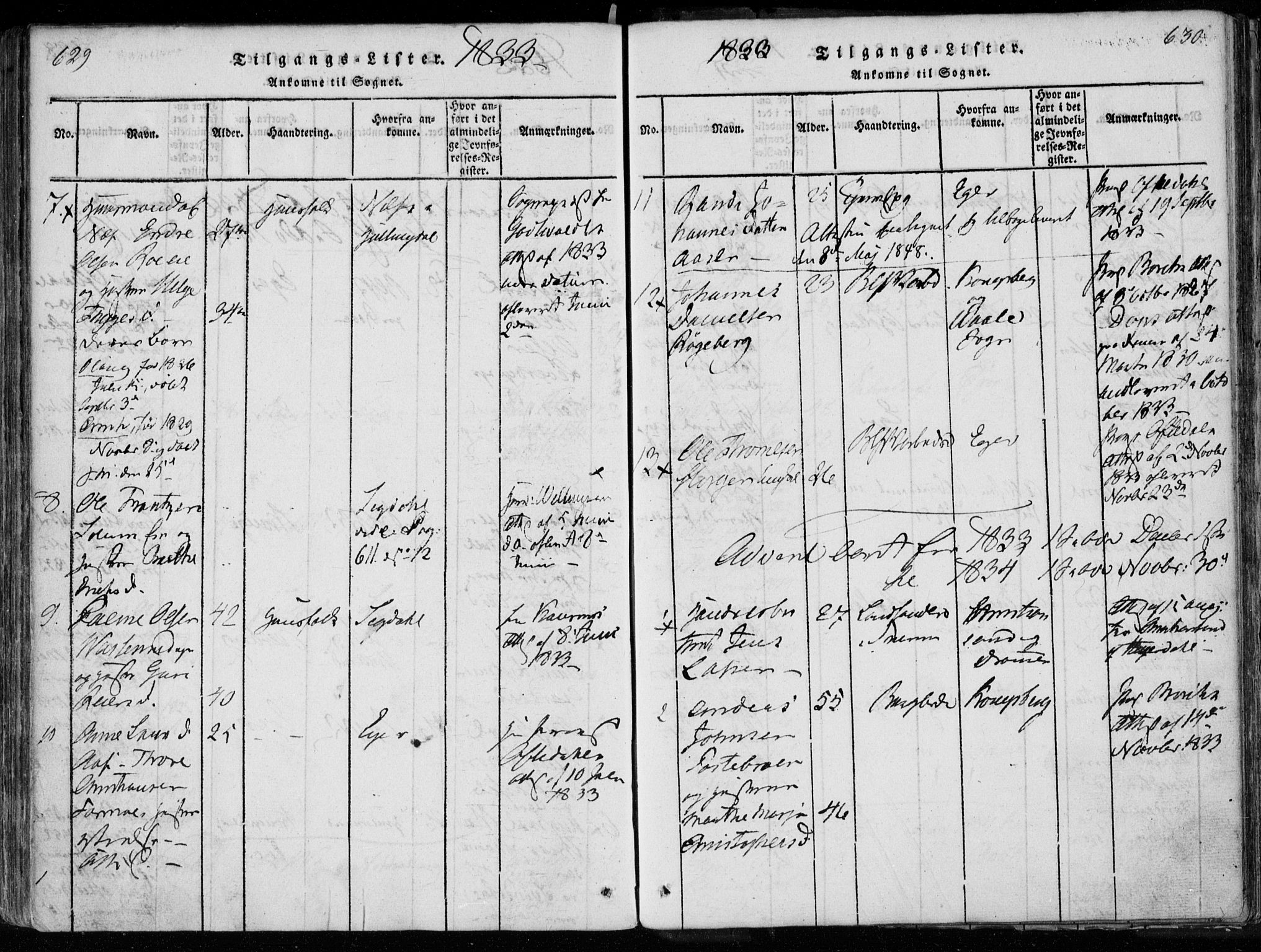 Modum kirkebøker, SAKO/A-234/F/Fa/L0005: Parish register (official) no. 5, 1824-1841, p. 629-630