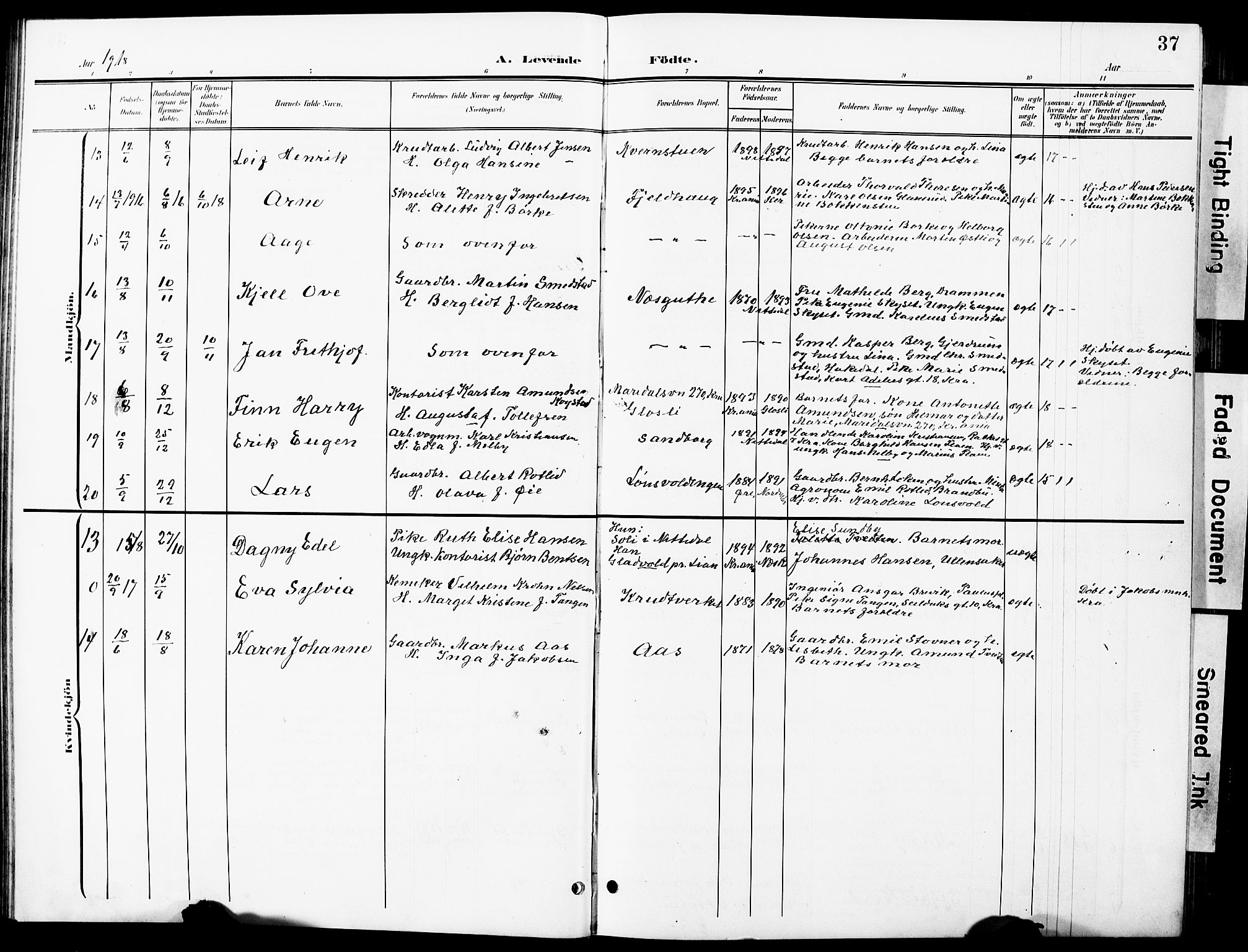 Nittedal prestekontor Kirkebøker, SAO/A-10365a/G/Ga/L0003: Parish register (copy) no. I 3, 1902-1929, p. 37