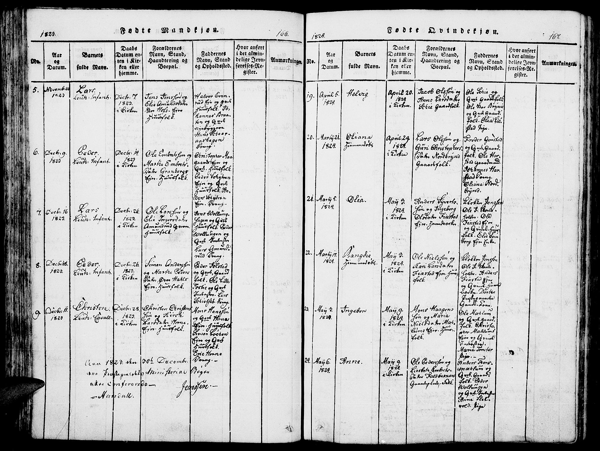 Romedal prestekontor, AV/SAH-PREST-004/K/L0002: Parish register (official) no. 2, 1814-1828, p. 166-167