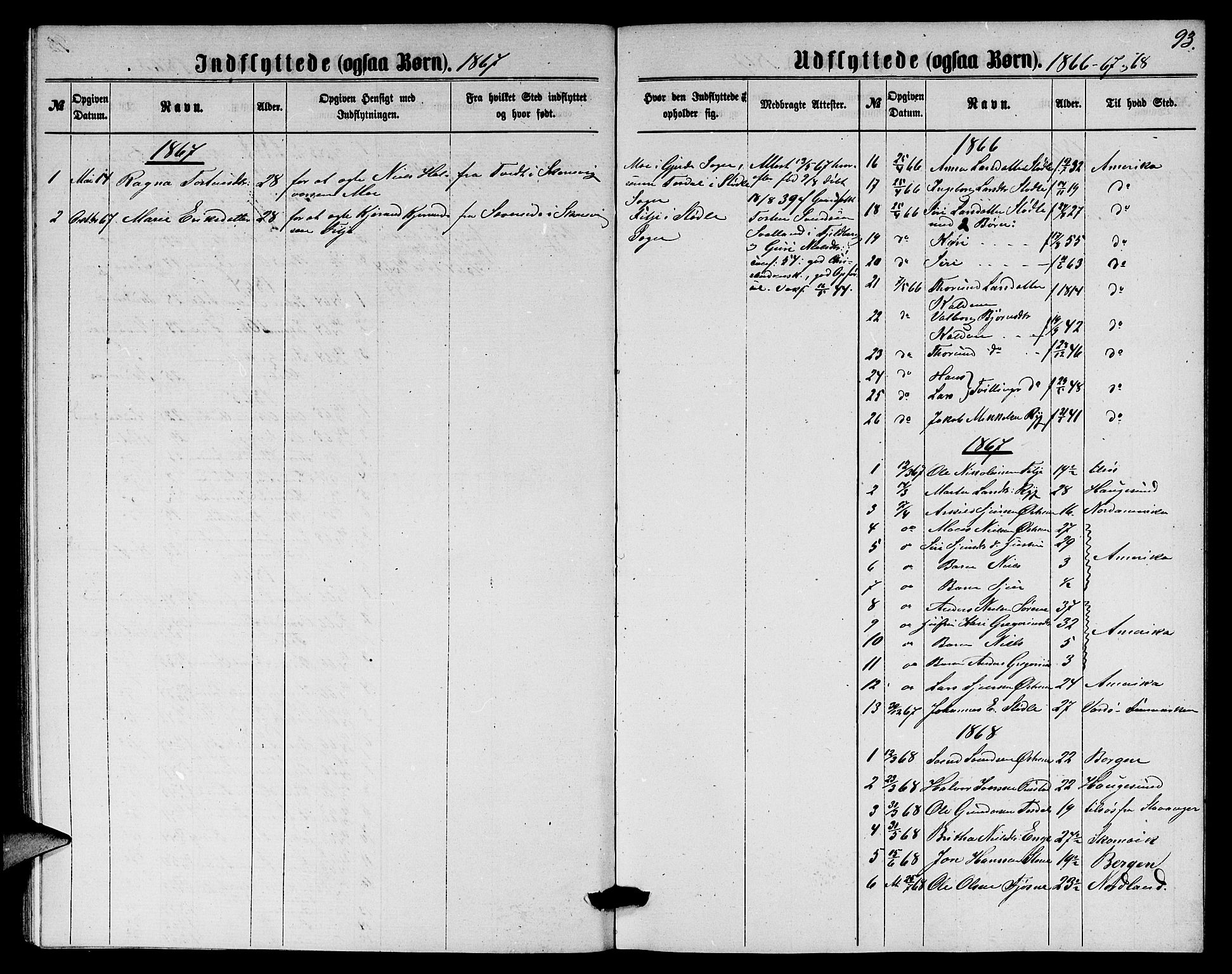 Etne sokneprestembete, AV/SAB-A-75001/H/Hab: Parish register (copy) no. A 3, 1863-1873, p. 93