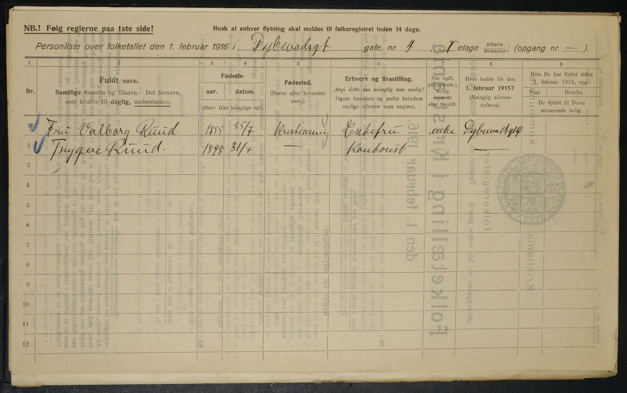 OBA, Municipal Census 1916 for Kristiania, 1916, p. 17578