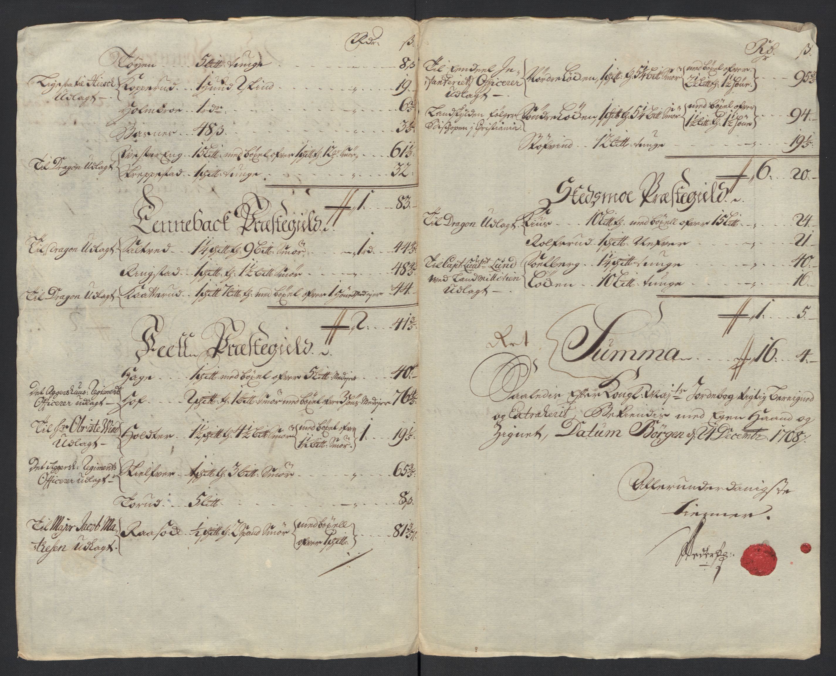 Rentekammeret inntil 1814, Reviderte regnskaper, Fogderegnskap, RA/EA-4092/R11/L0591: Fogderegnskap Nedre Romerike, 1708-1709, p. 25