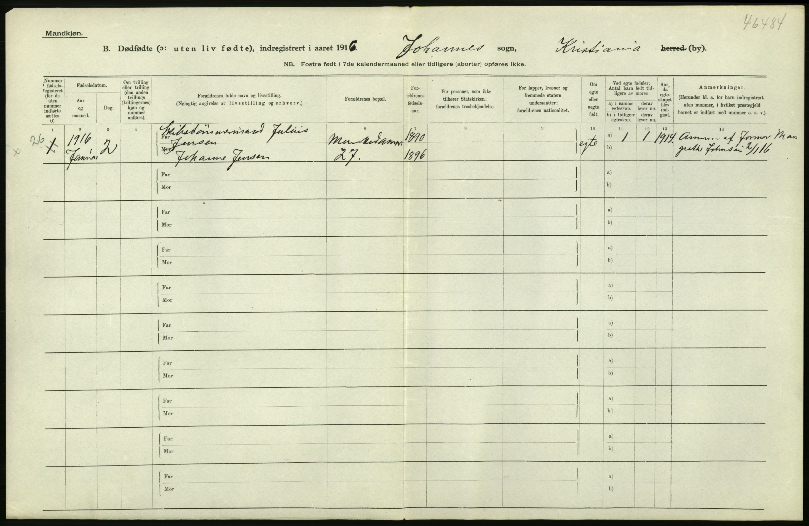 Statistisk sentralbyrå, Sosiodemografiske emner, Befolkning, RA/S-2228/D/Df/Dfb/Dfbf/L0010: Kristiania: Døde, dødfødte., 1916, p. 482