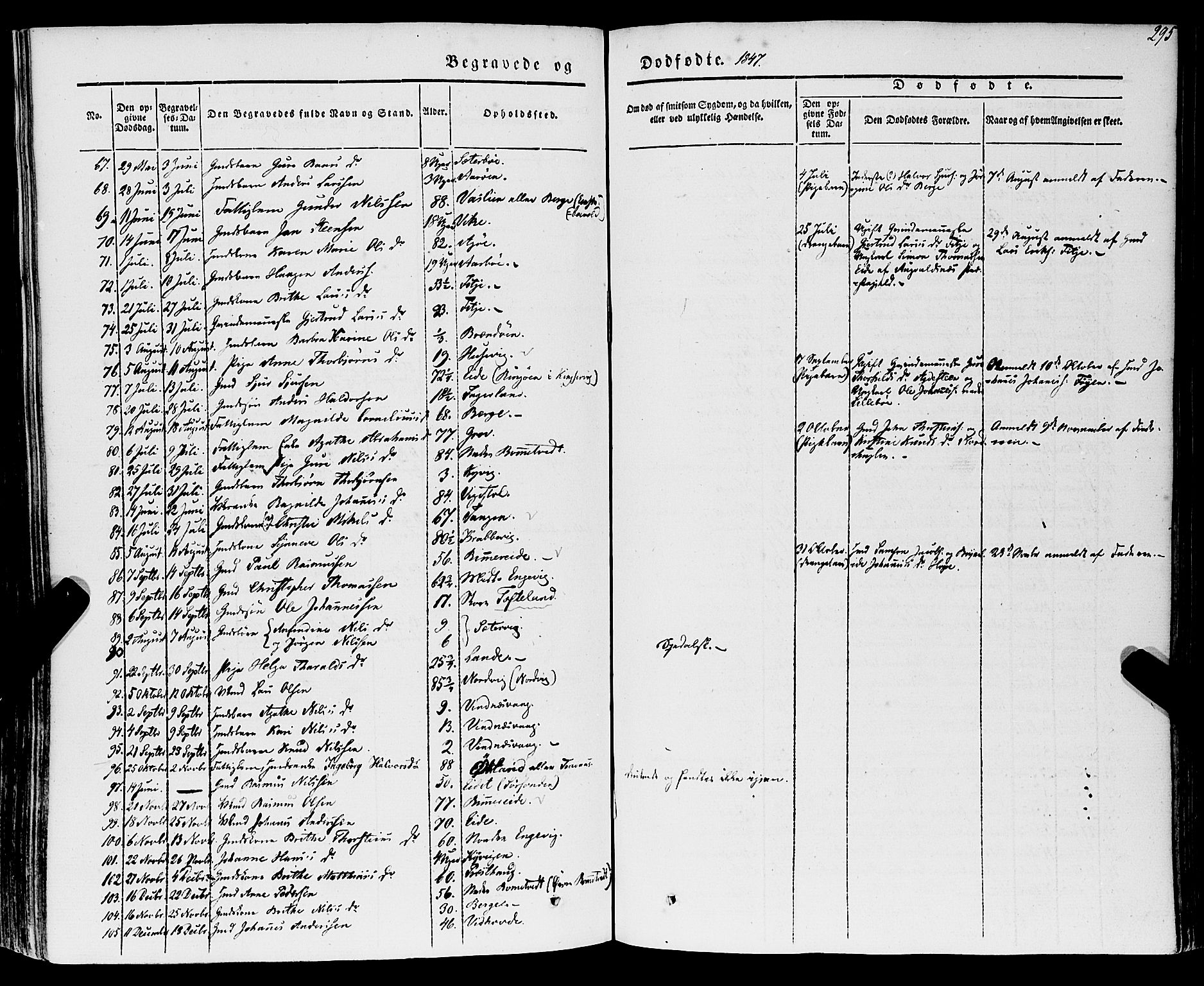Stord sokneprestembete, SAB/A-78201/H/Haa: Parish register (official) no. A 7, 1841-1861, p. 295