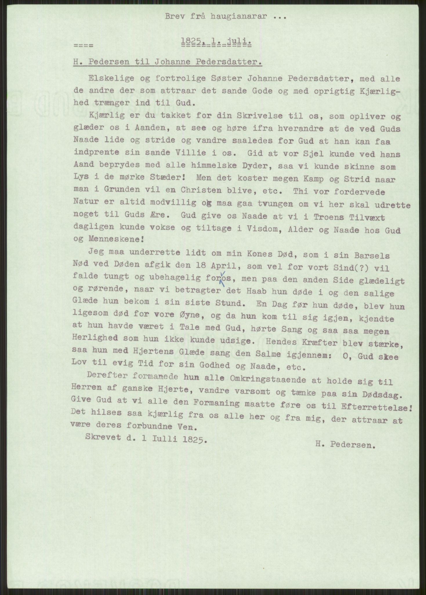 Samlinger til kildeutgivelse, Haugianerbrev, RA/EA-6834/F/L0003: Haugianerbrev III: 1822-1826, 1822-1826