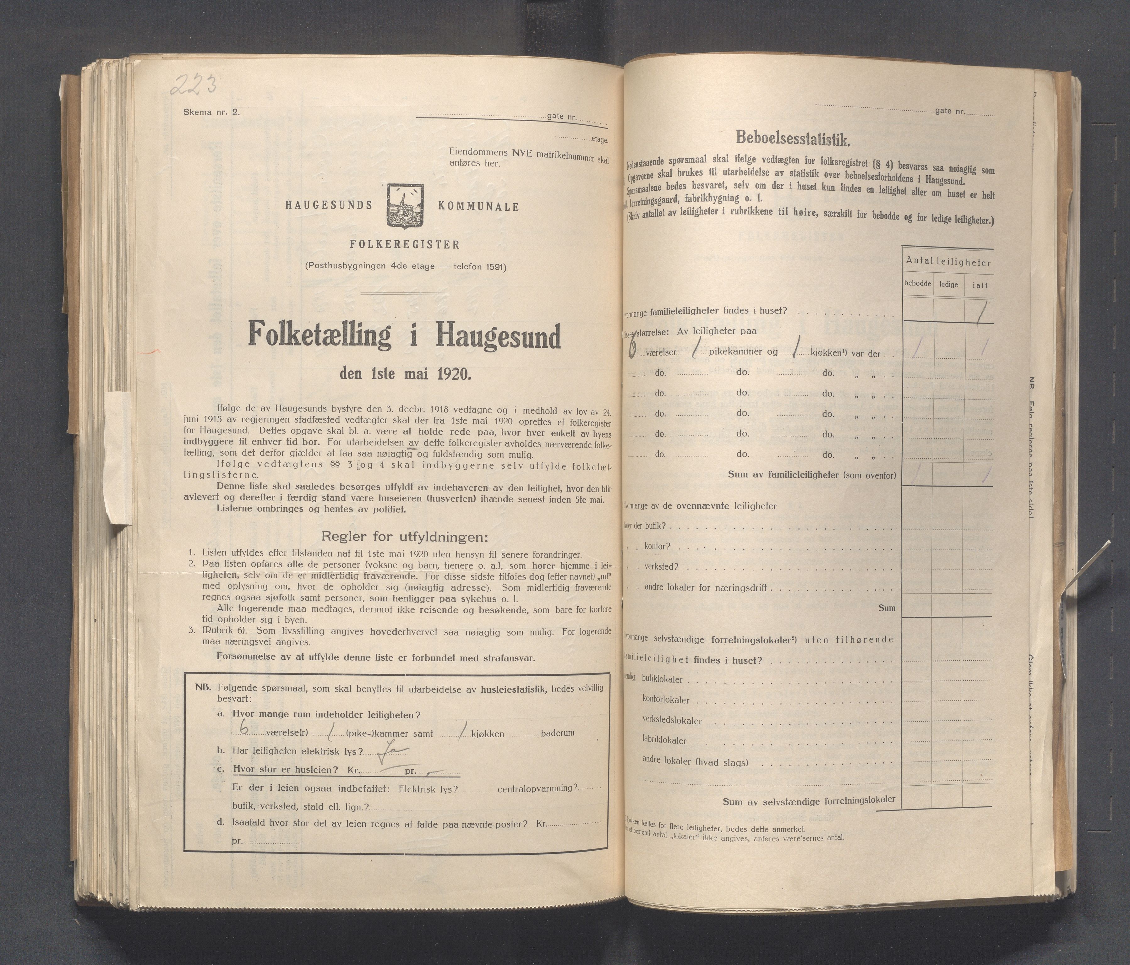 IKAR, Local census 1.5.1920 for Haugesund, 1920, p. 1391