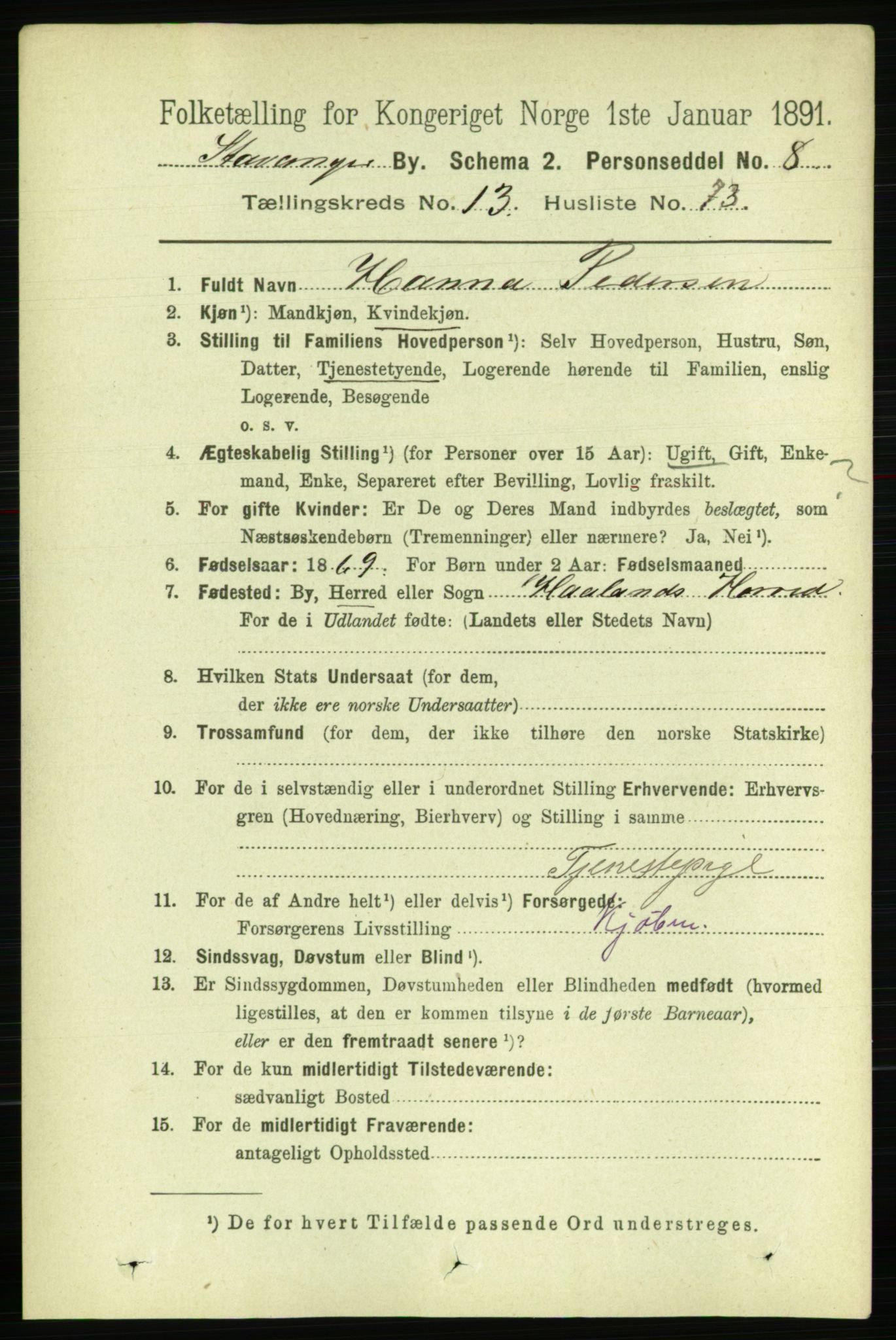 RA, 1891 census for 1103 Stavanger, 1891, p. 16686