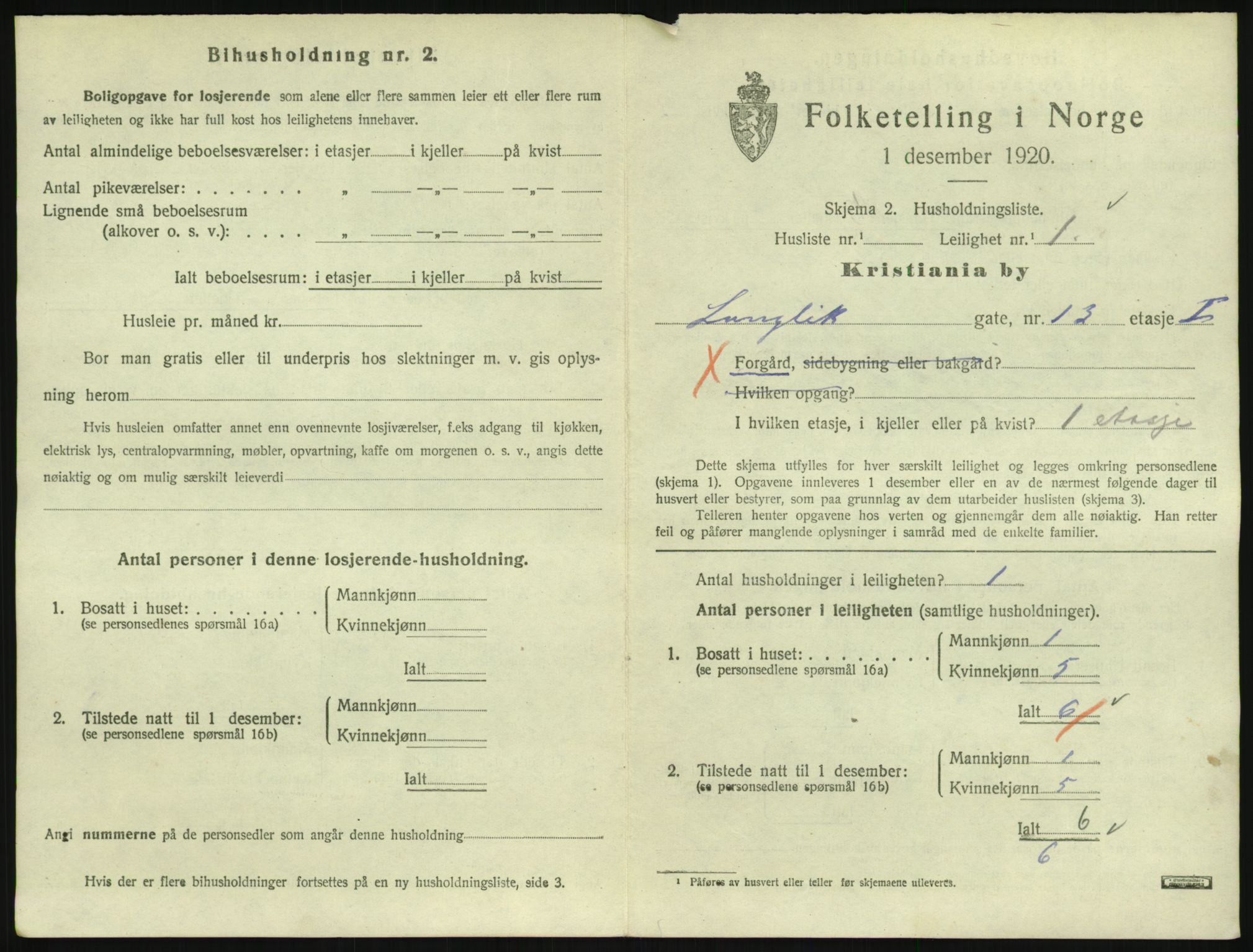 SAO, 1920 census for Kristiania, 1920, p. 58122