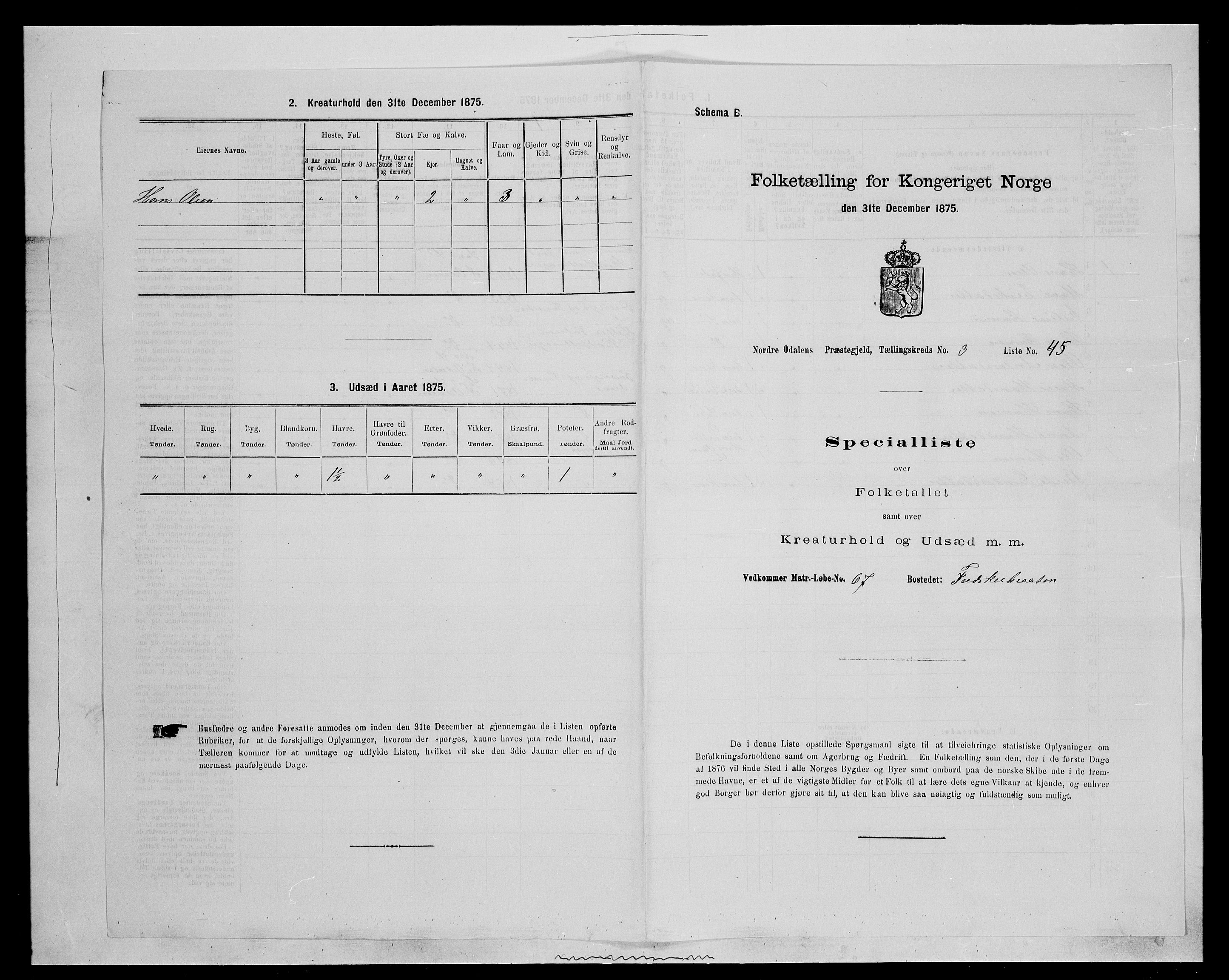 SAH, 1875 census for 0418P Nord-Odal, 1875, p. 459