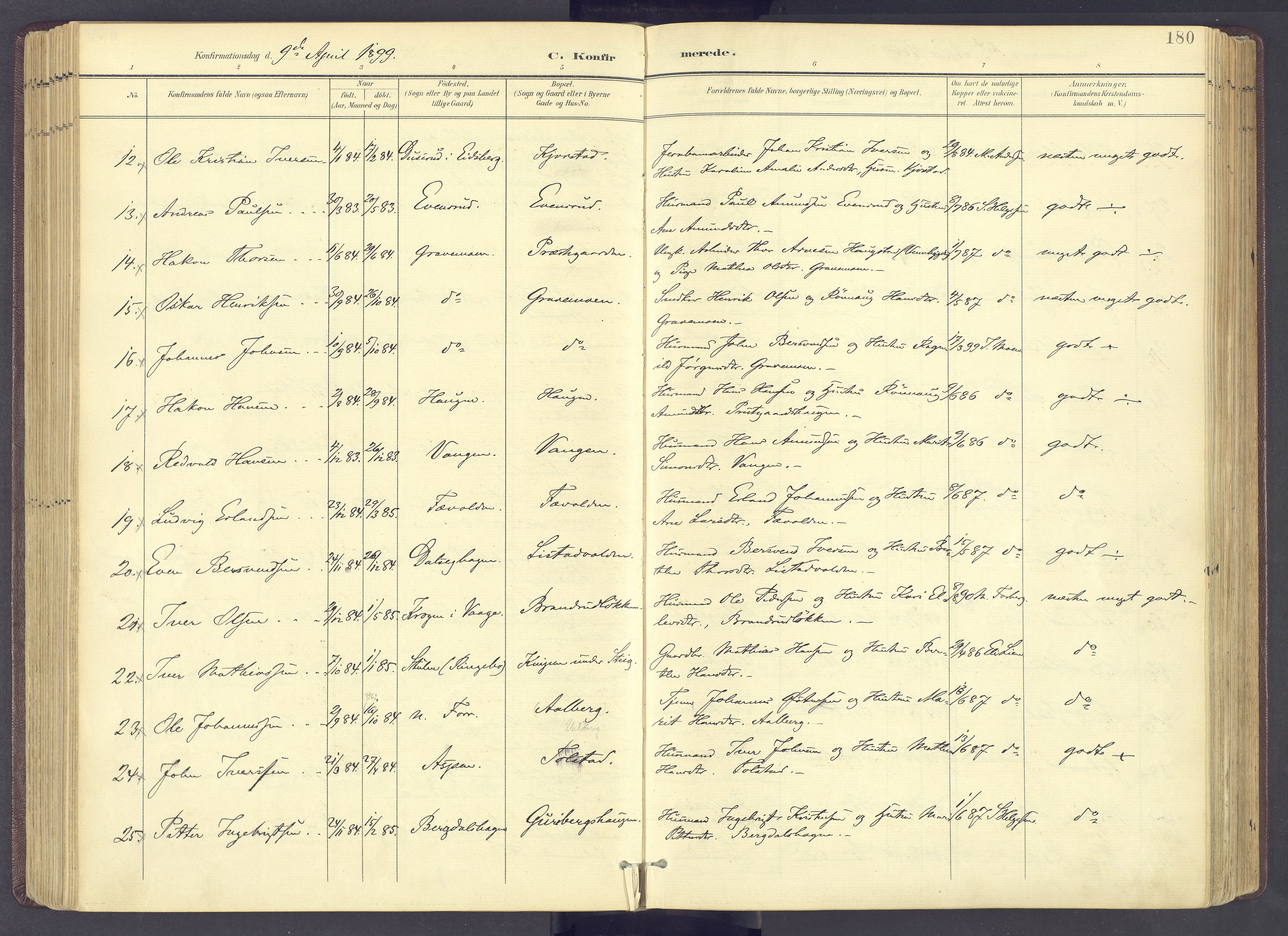 Sør-Fron prestekontor, SAH/PREST-010/H/Ha/Haa/L0004: Parish register (official) no. 4, 1898-1919, p. 180