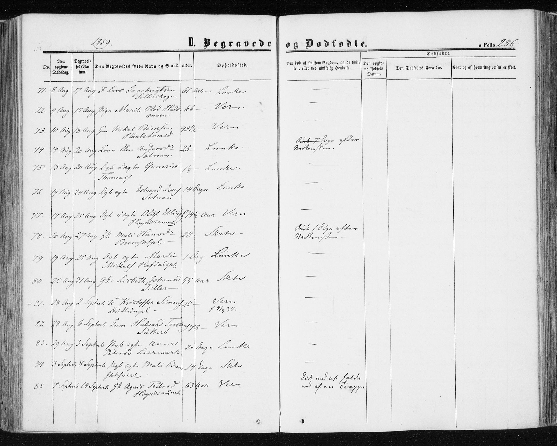 Ministerialprotokoller, klokkerbøker og fødselsregistre - Nord-Trøndelag, AV/SAT-A-1458/709/L0075: Parish register (official) no. 709A15, 1859-1870, p. 286