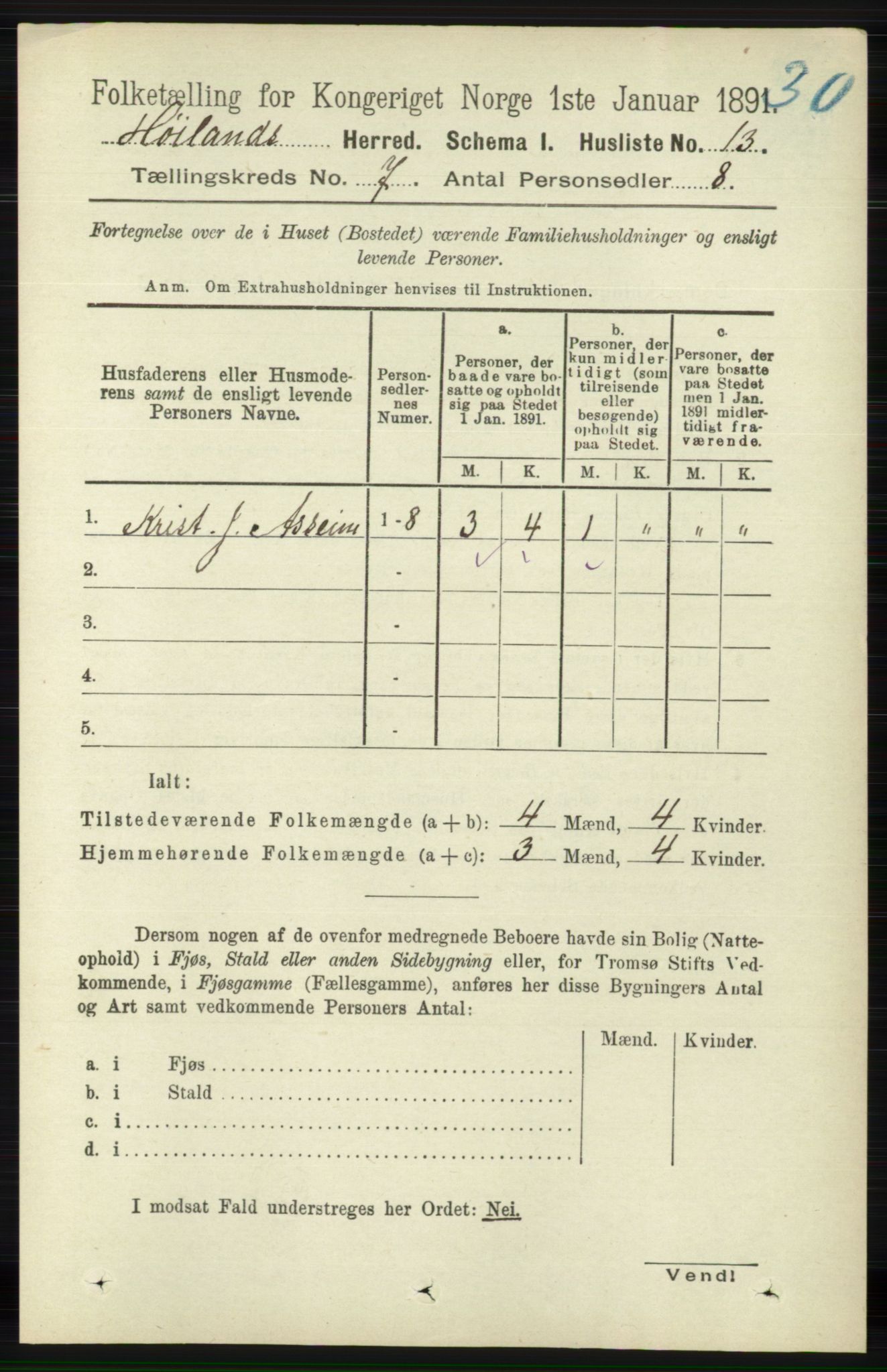 RA, 1891 census for 1123 Høyland, 1891, p. 2324