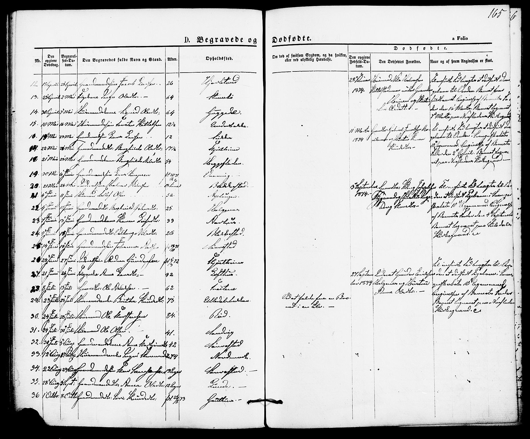 Suldal sokneprestkontor, AV/SAST-A-101845/01/IV/L0010: Parish register (official) no. A 10, 1869-1878, p. 165