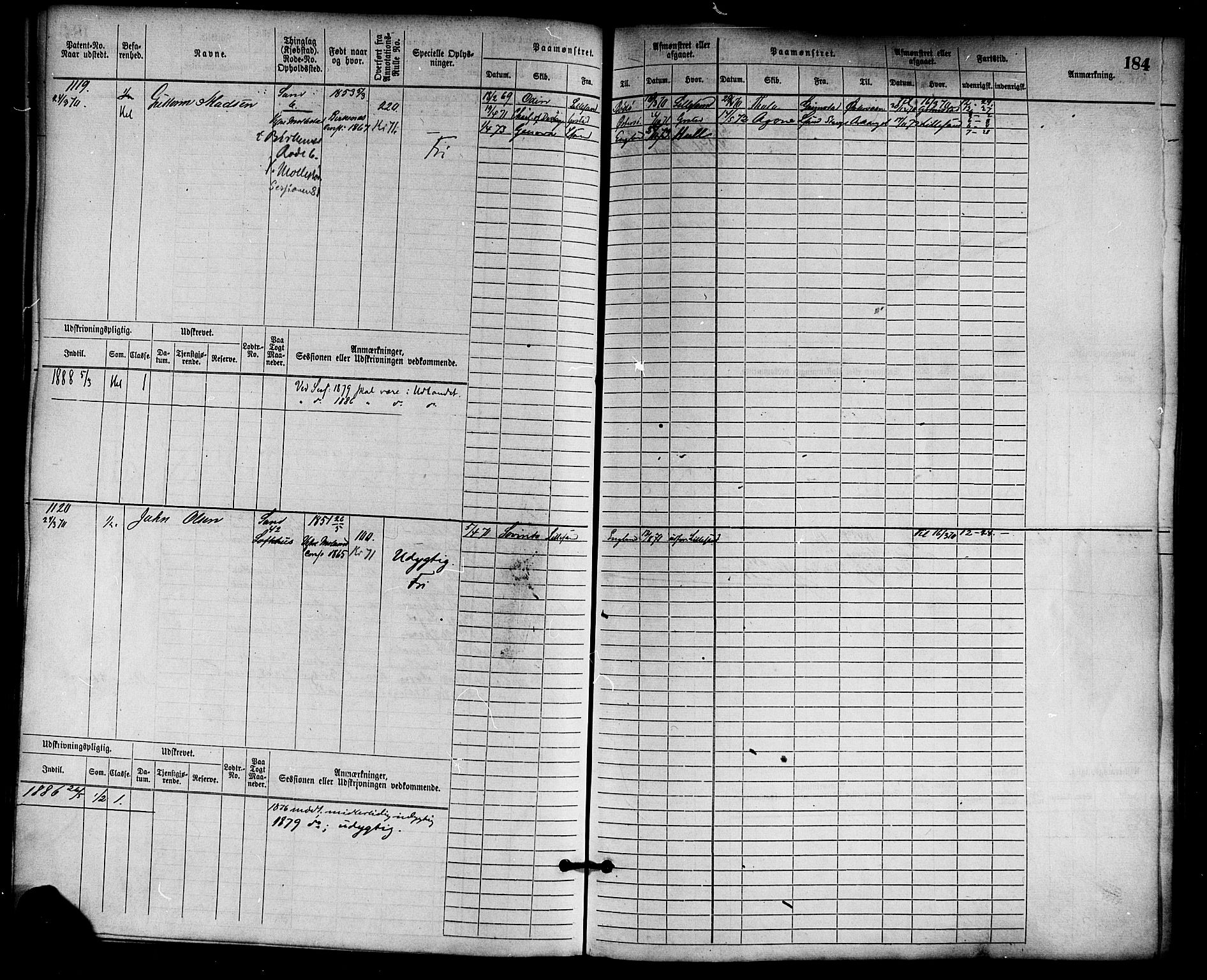 Lillesand mønstringskrets, AV/SAK-2031-0014/F/Fb/L0013: Hovedrulle nr 755-1516 uten register, G-4, 1869-1920, p. 192