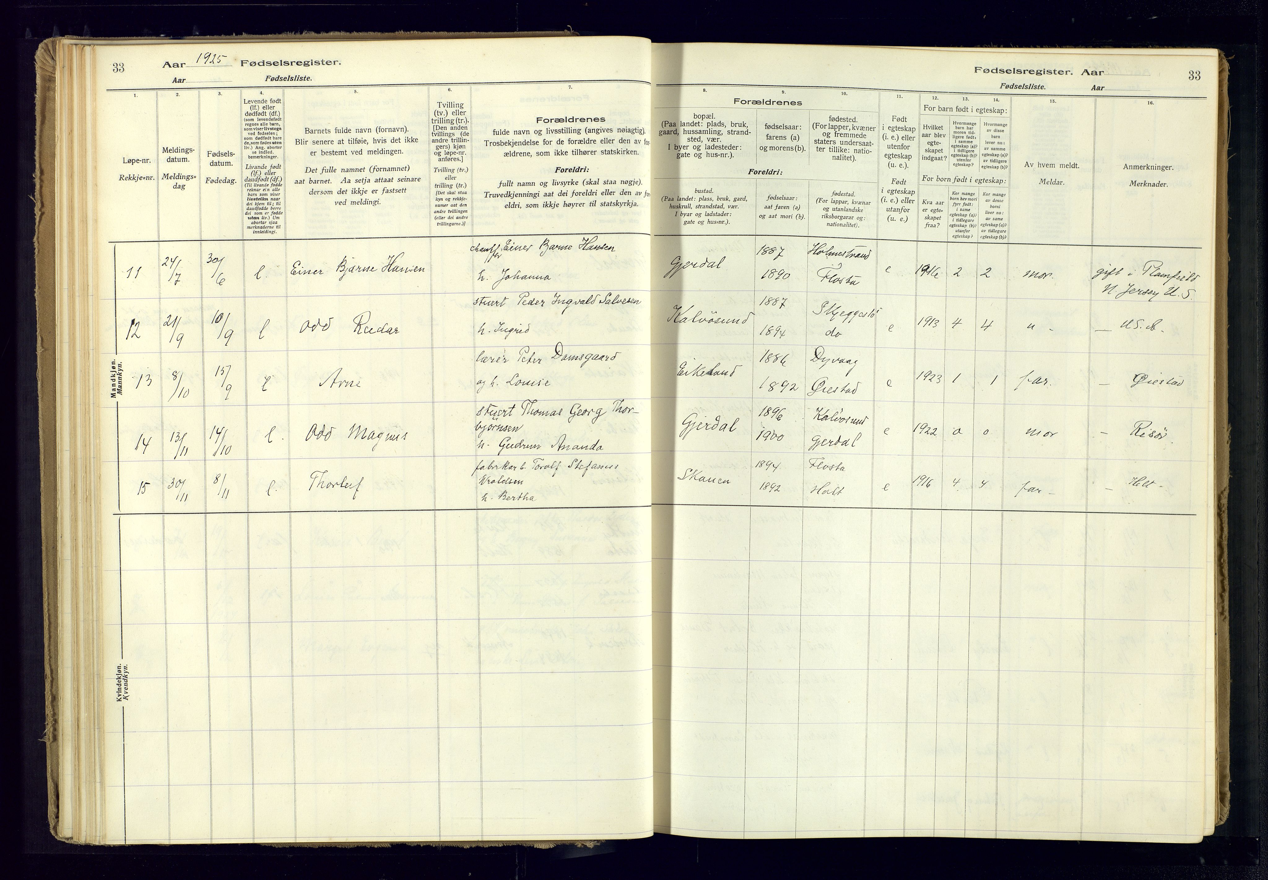 Austre Moland sokneprestkontor, SAK/1111-0001/J/Ja/L0005: Birth register no. A-VI-29, 1916-1982, p. 33