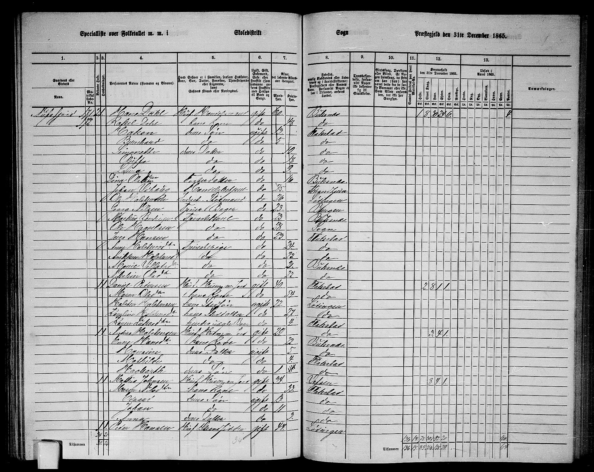 RA, 1865 census for Flakstad, 1865, p. 63