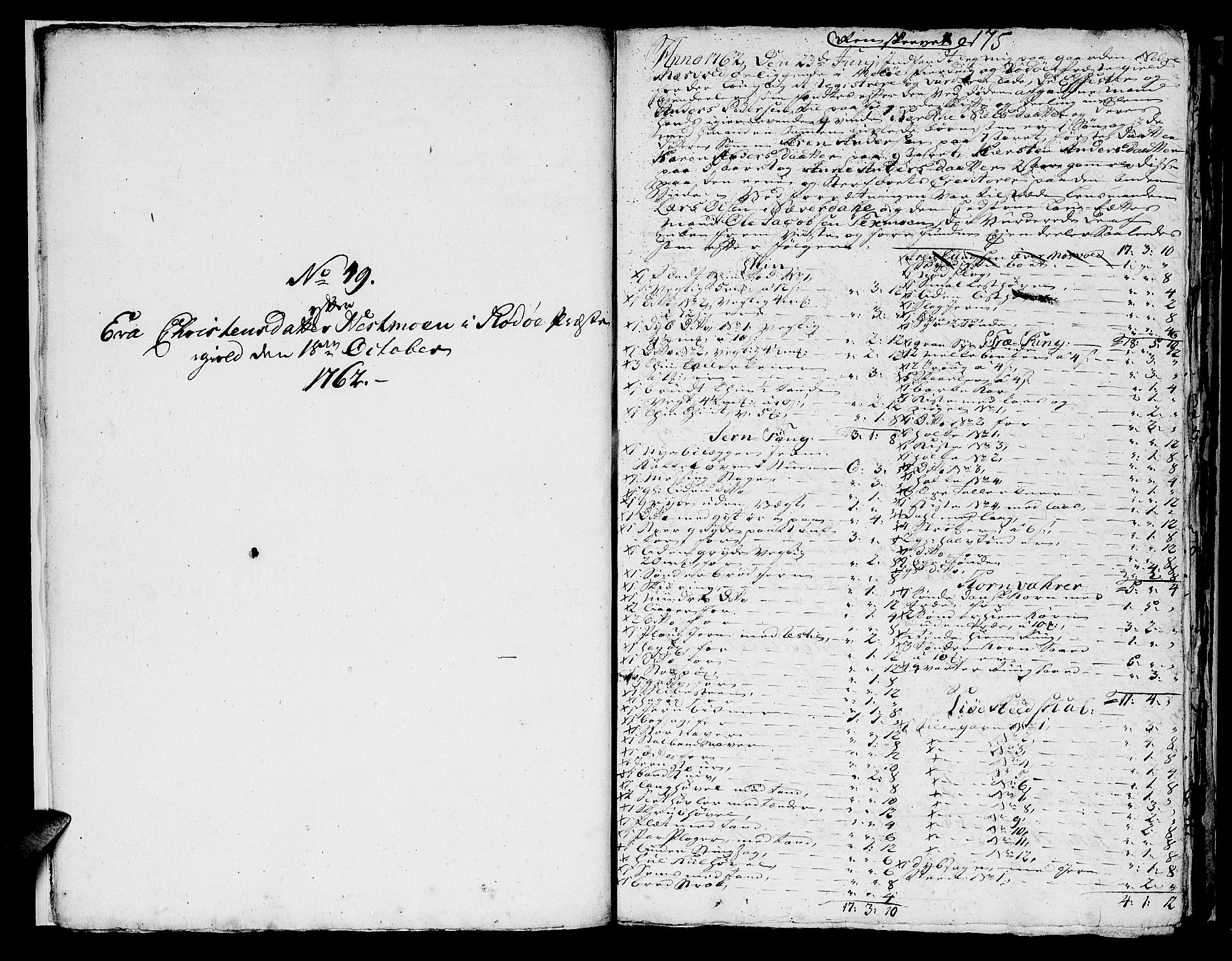 Helgeland sorenskriveri, AV/SAT-A-0004/3/3A/L0051: Konseptprotokoll 36, 1762, p. 174b-175a