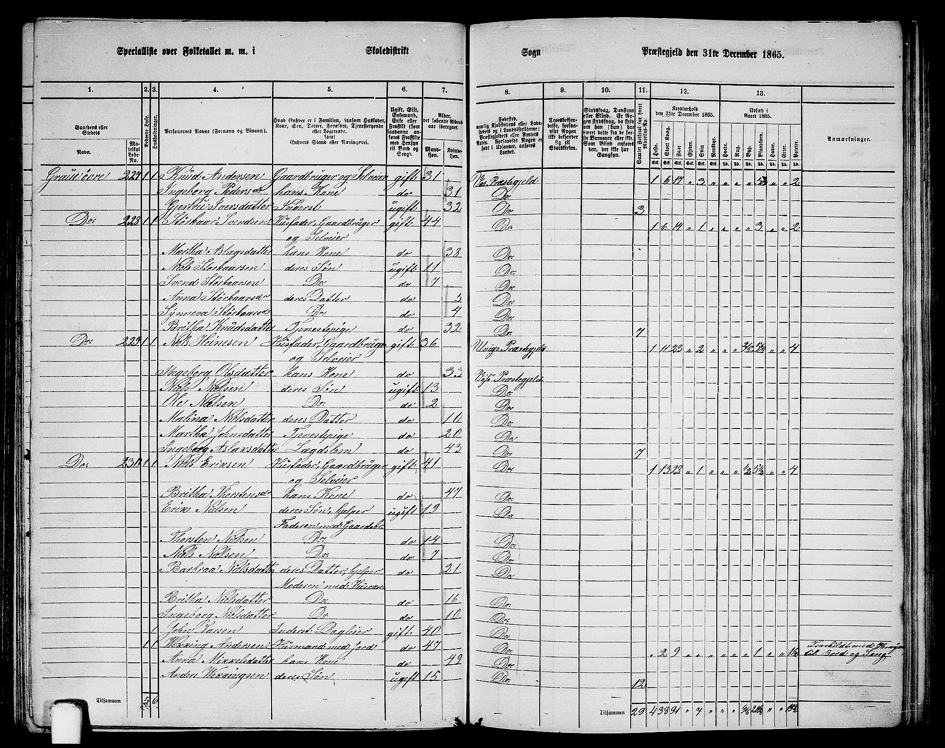 RA, 1865 census for Voss, 1865, p. 119