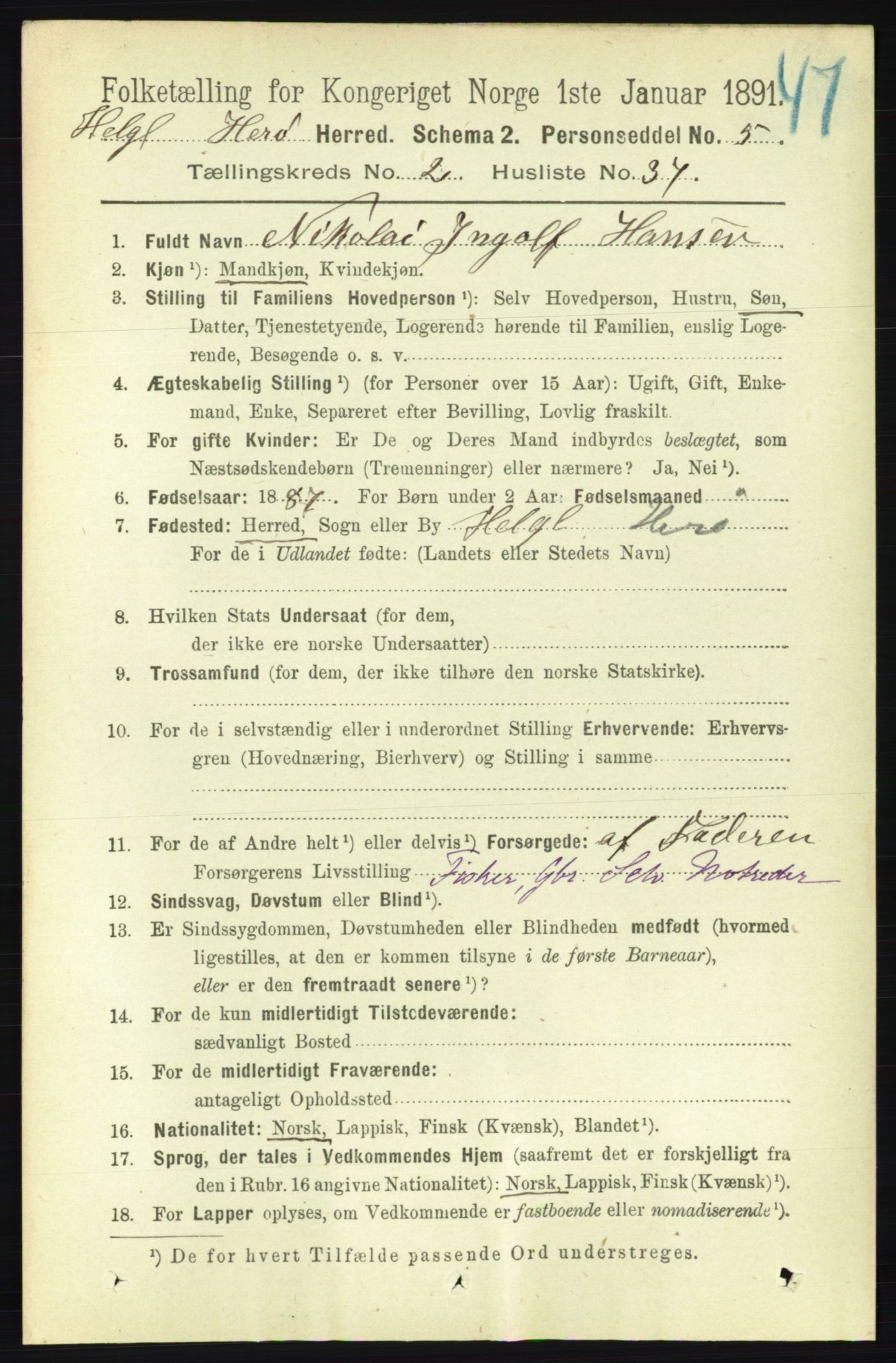 RA, 1891 census for 1818 Herøy, 1891, p. 493