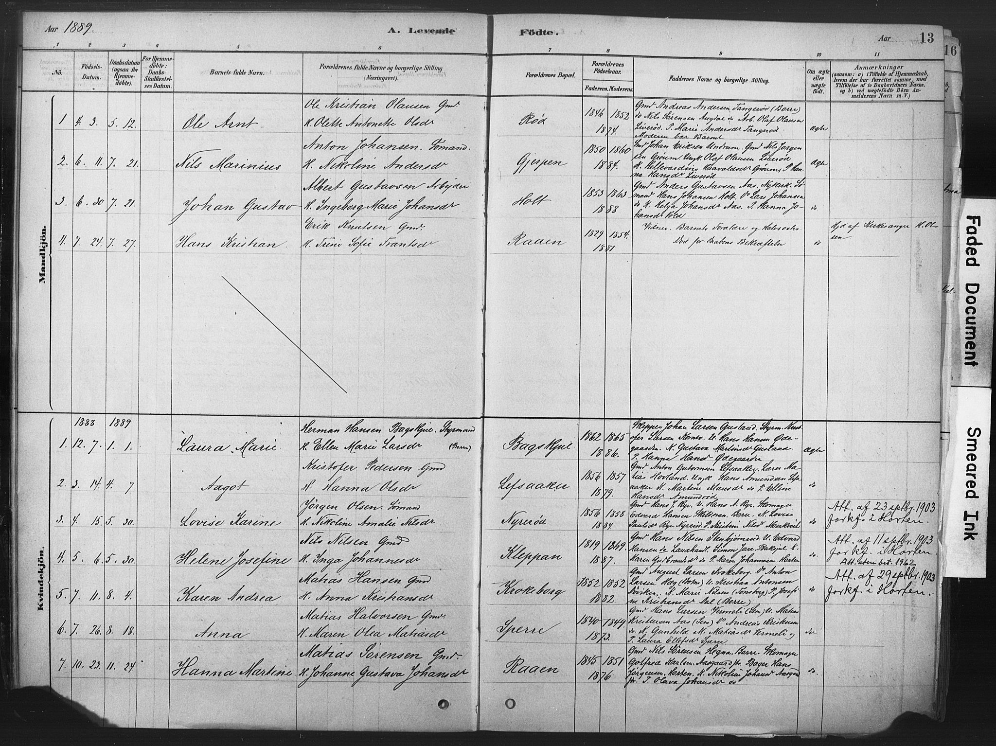Våle kirkebøker, SAKO/A-334/F/Fb/L0002: Parish register (official) no. II 2, 1878-1907, p. 13