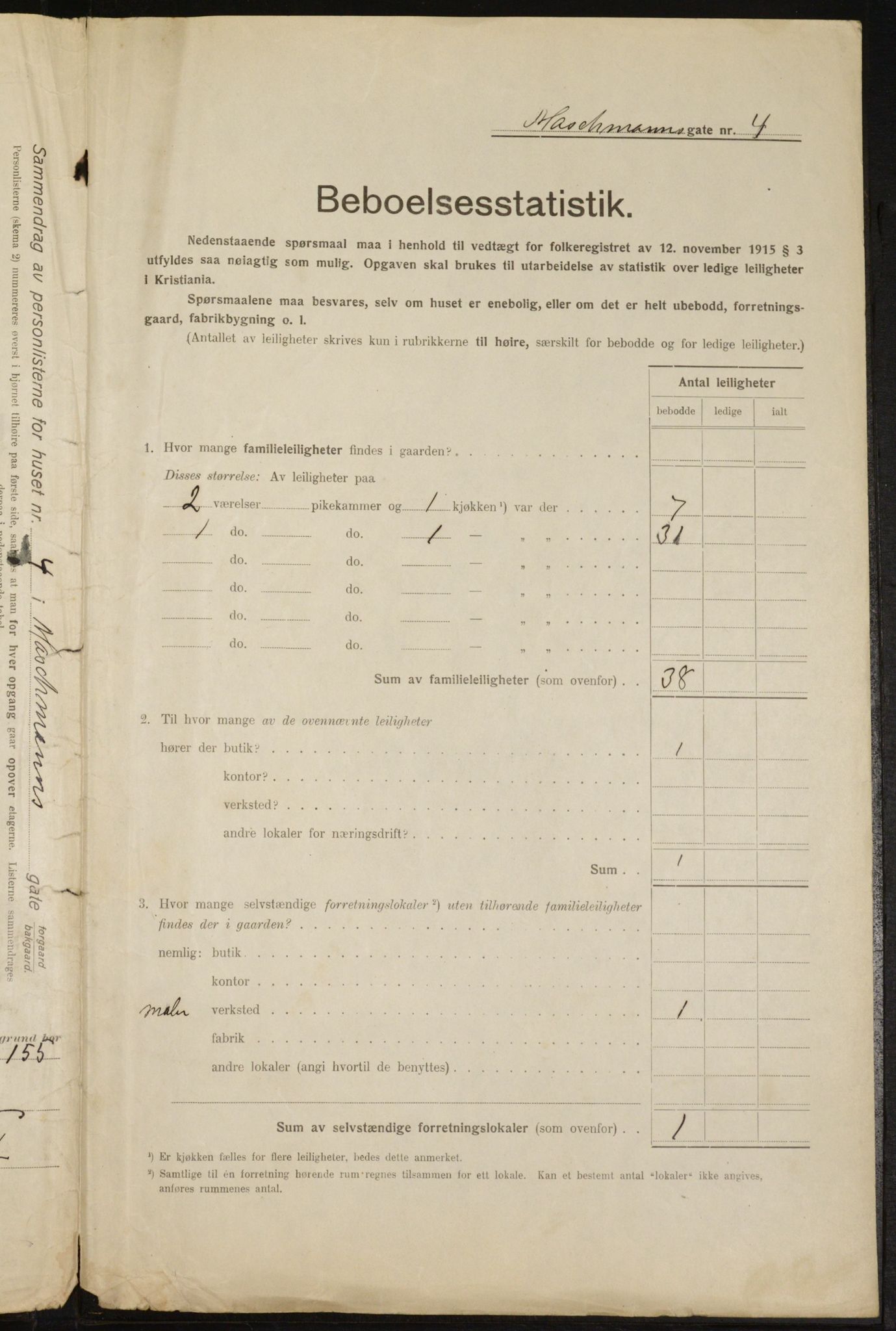 OBA, Municipal Census 1916 for Kristiania, 1916, p. 66418