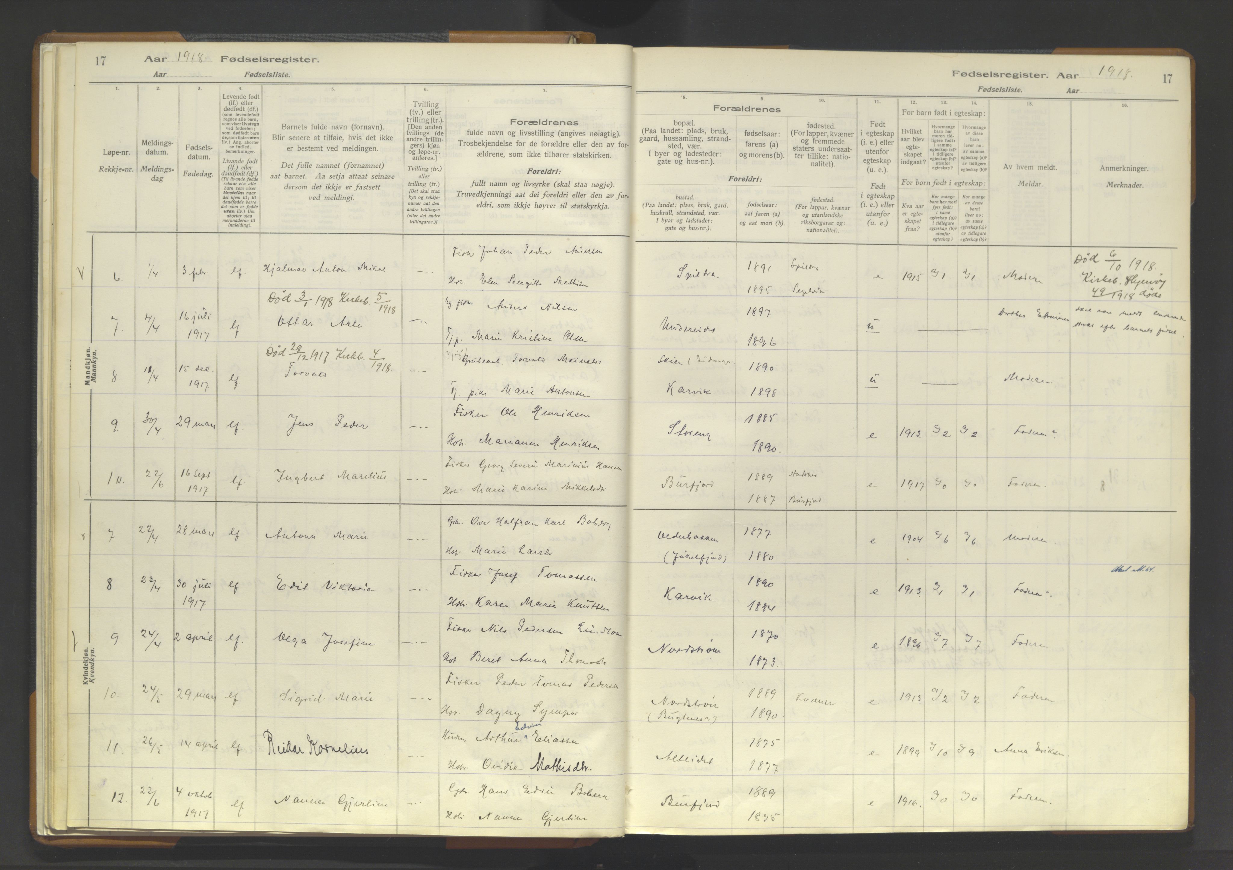 Skjervøy sokneprestkontor, SATØ/S-1300/I/Ia/L0062: Birth register no. 62, 1916-1950, p. 17