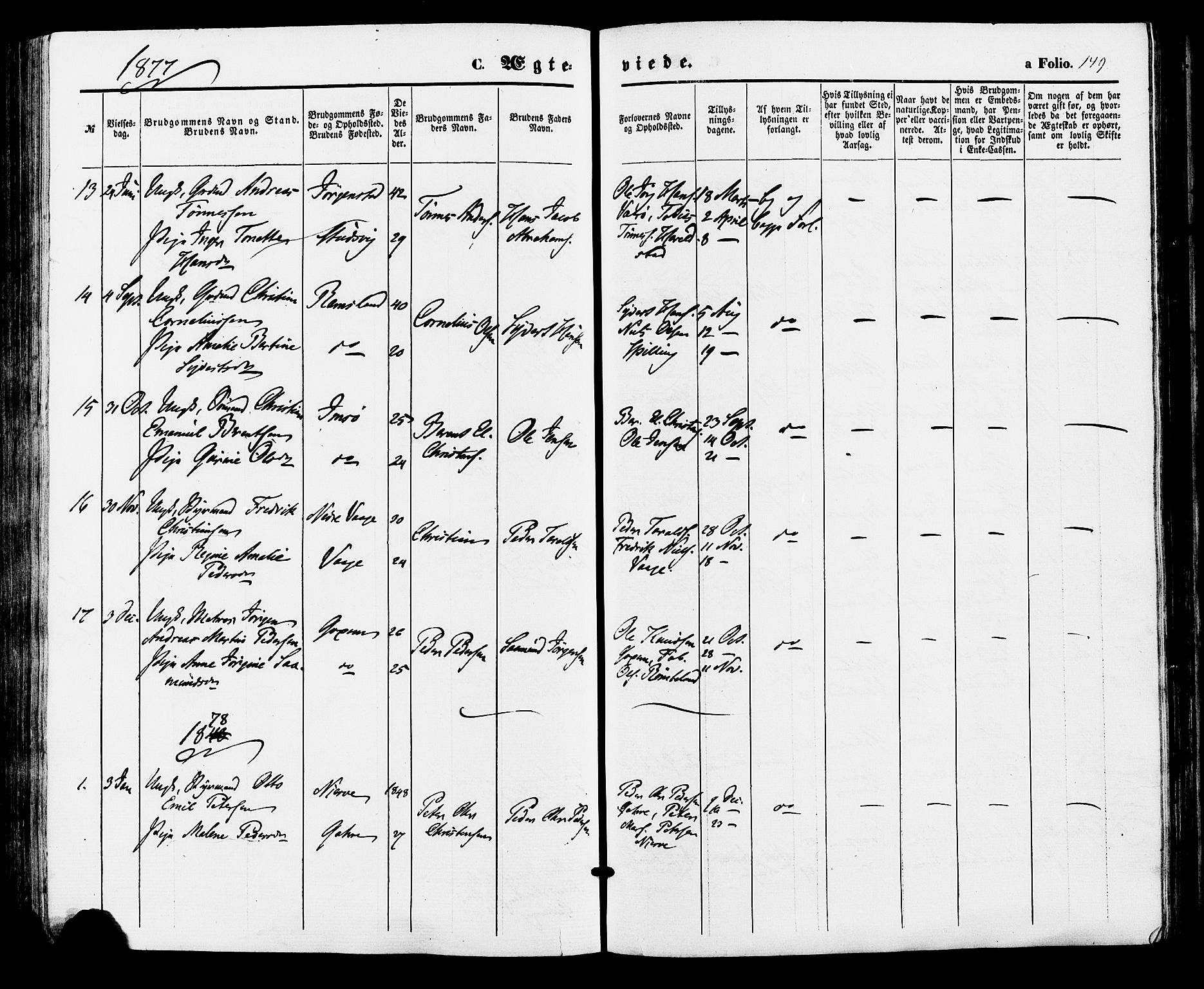 Sør-Audnedal sokneprestkontor, AV/SAK-1111-0039/F/Fa/Faa/L0003: Parish register (official) no. A 3, 1868-1883, p. 149