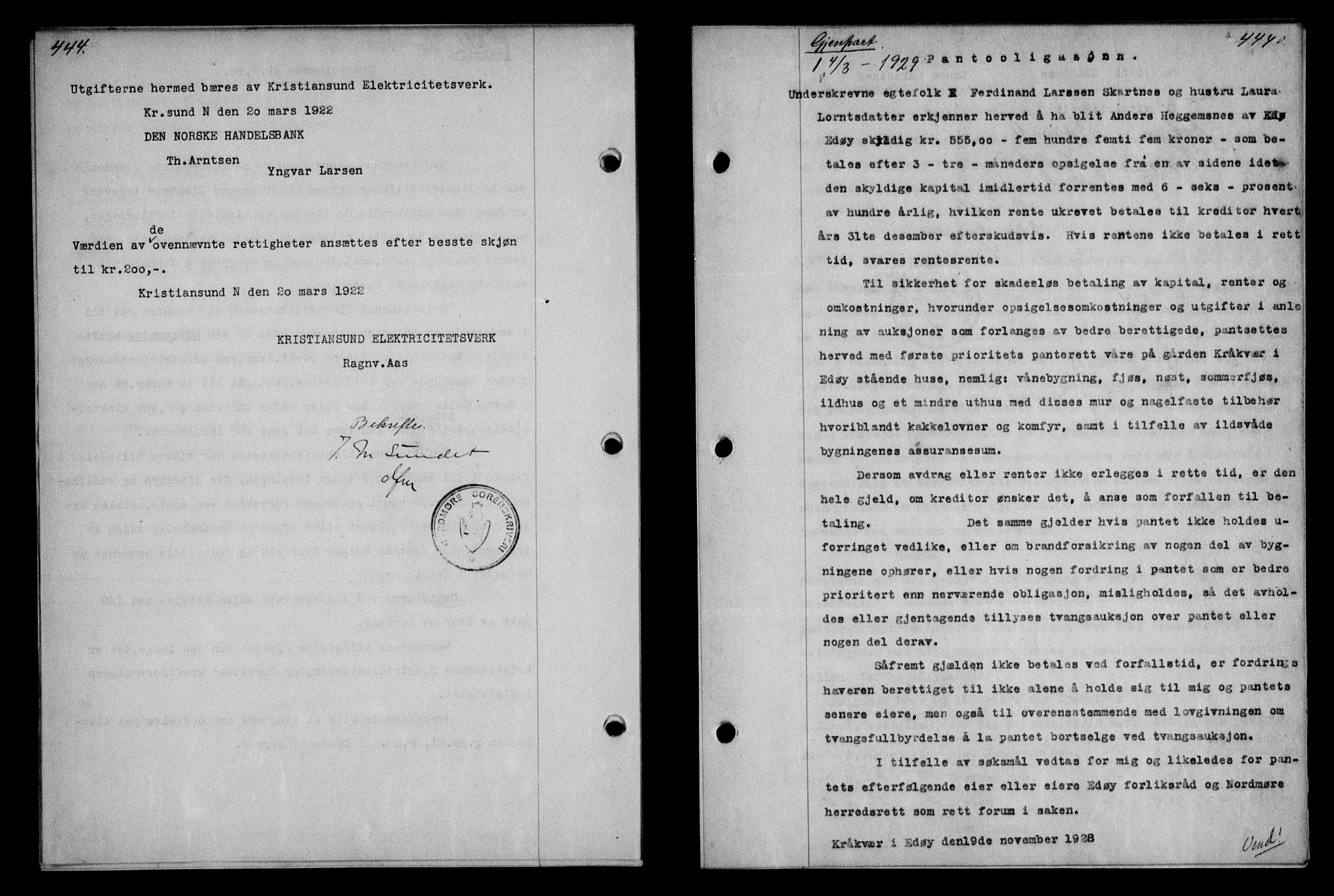 Nordmøre sorenskriveri, AV/SAT-A-4132/1/2/2Ca/L0065: Mortgage book no. 55, 1928-1929, Deed date: 04.03.1929