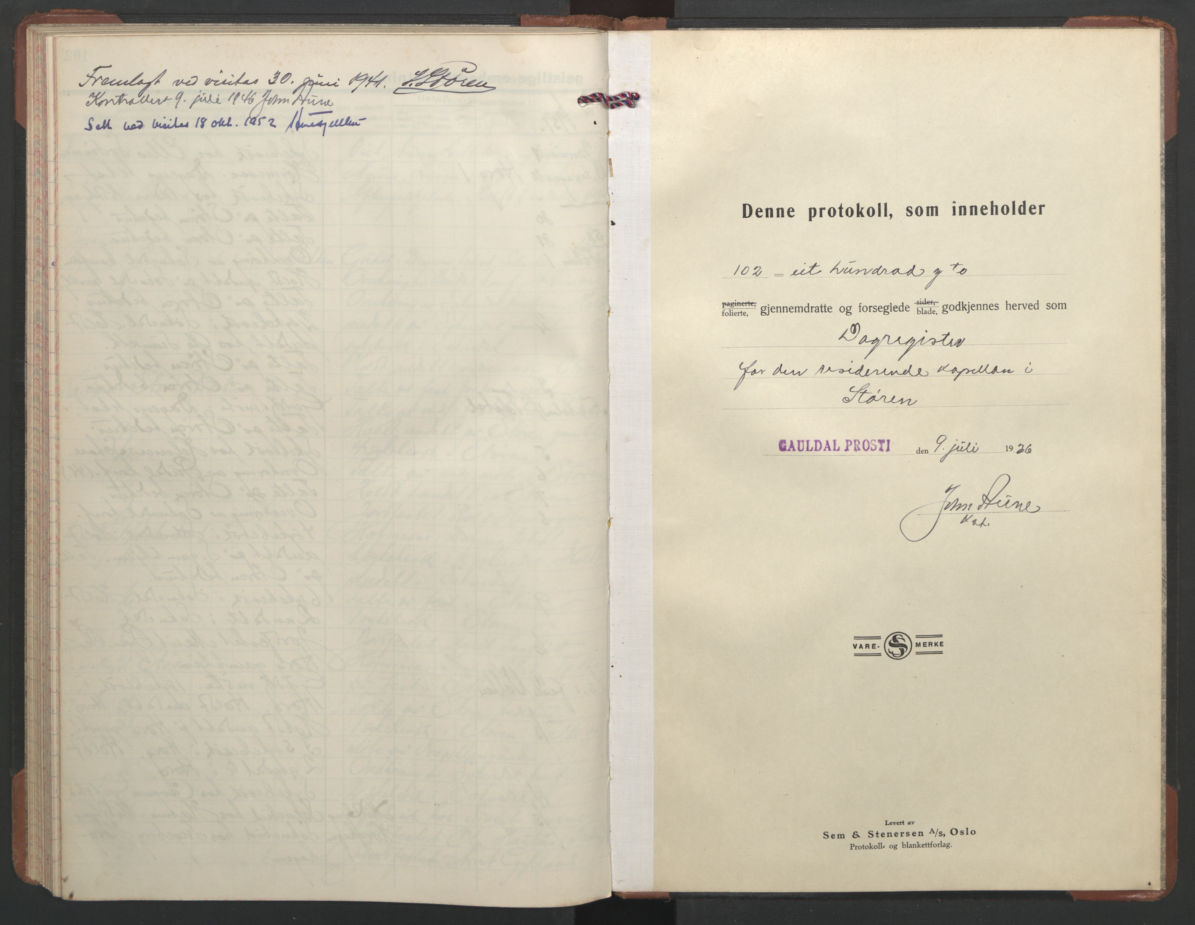 Ministerialprotokoller, klokkerbøker og fødselsregistre - Sør-Trøndelag, SAT/A-1456/687/L1014: Parish register (official) no. 687B03, 1936-1951