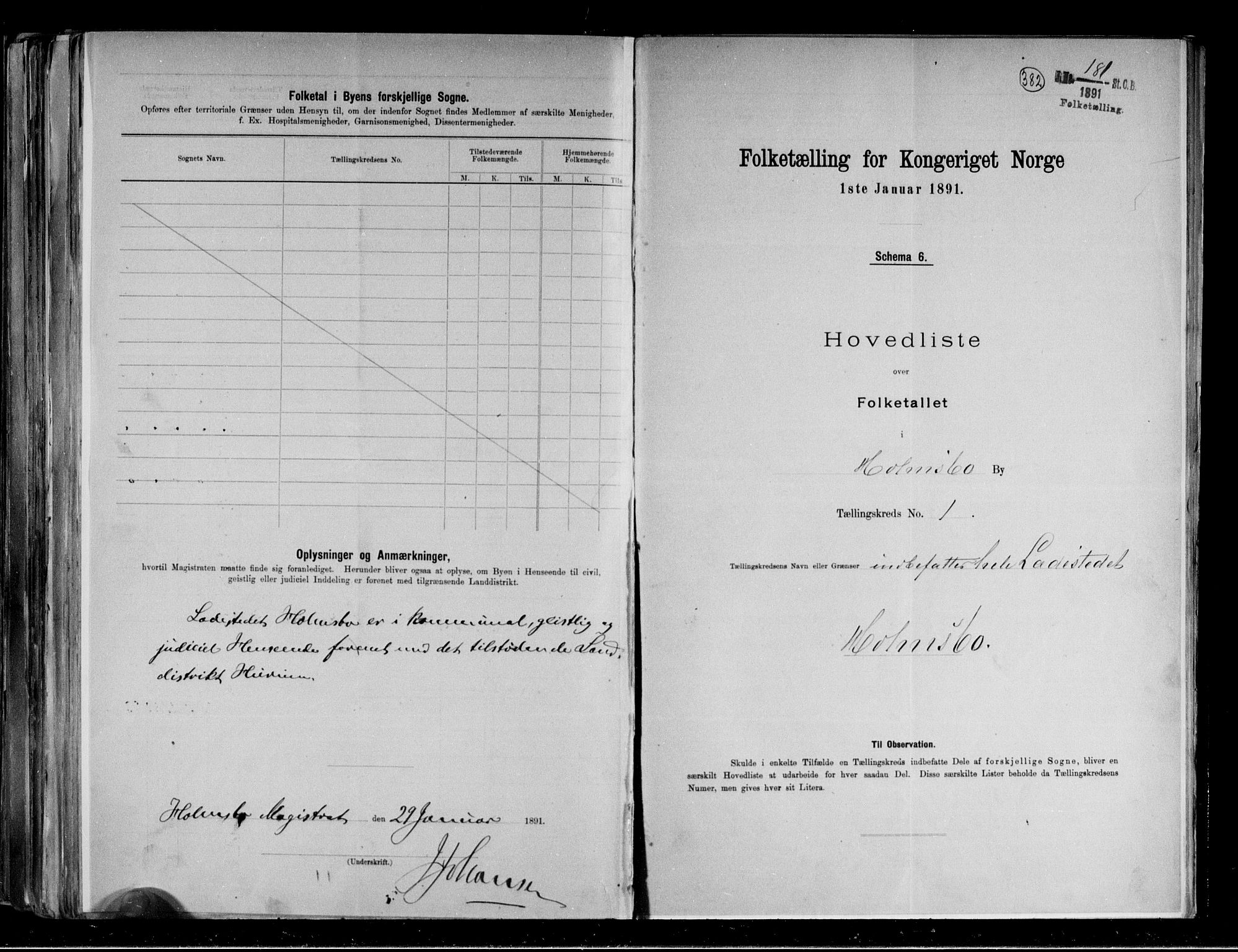 RA, 1891 census for 0603 Holmsbu, 1891, p. 4