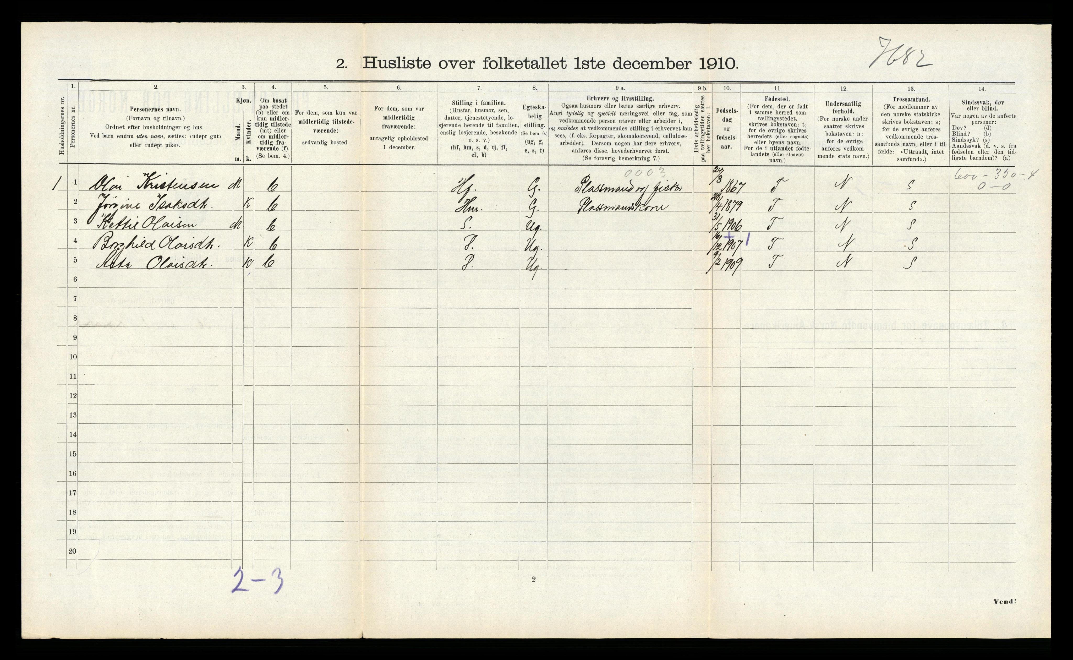 RA, 1910 census for Bremanger, 1910, p. 640