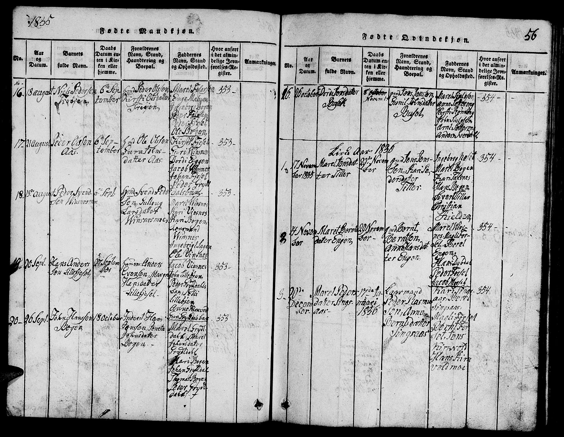 Ministerialprotokoller, klokkerbøker og fødselsregistre - Sør-Trøndelag, SAT/A-1456/688/L1026: Parish register (copy) no. 688C01, 1817-1860, p. 56
