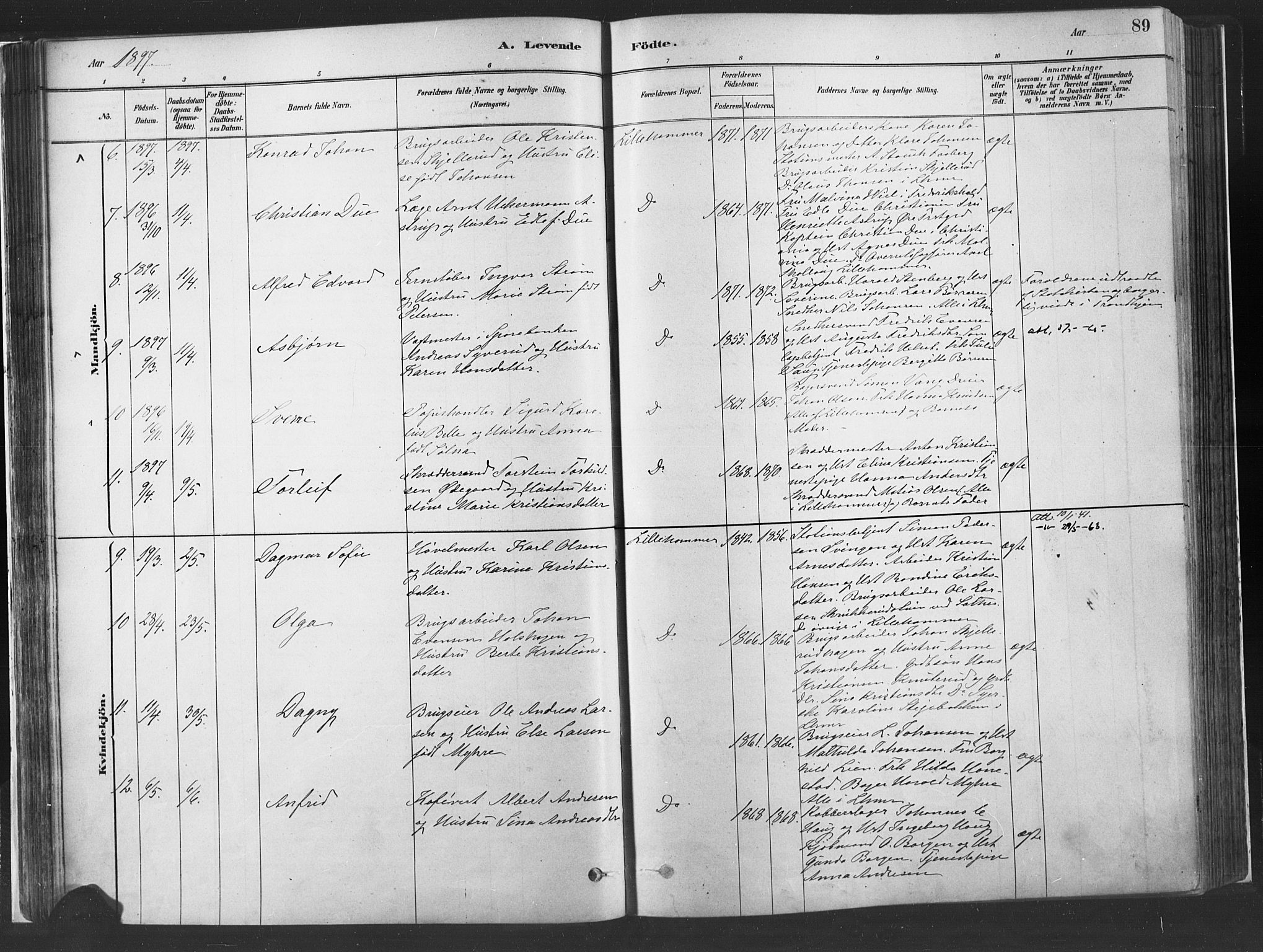 Fåberg prestekontor, SAH/PREST-086/H/Ha/Haa/L0010: Parish register (official) no. 10, 1879-1900, p. 89