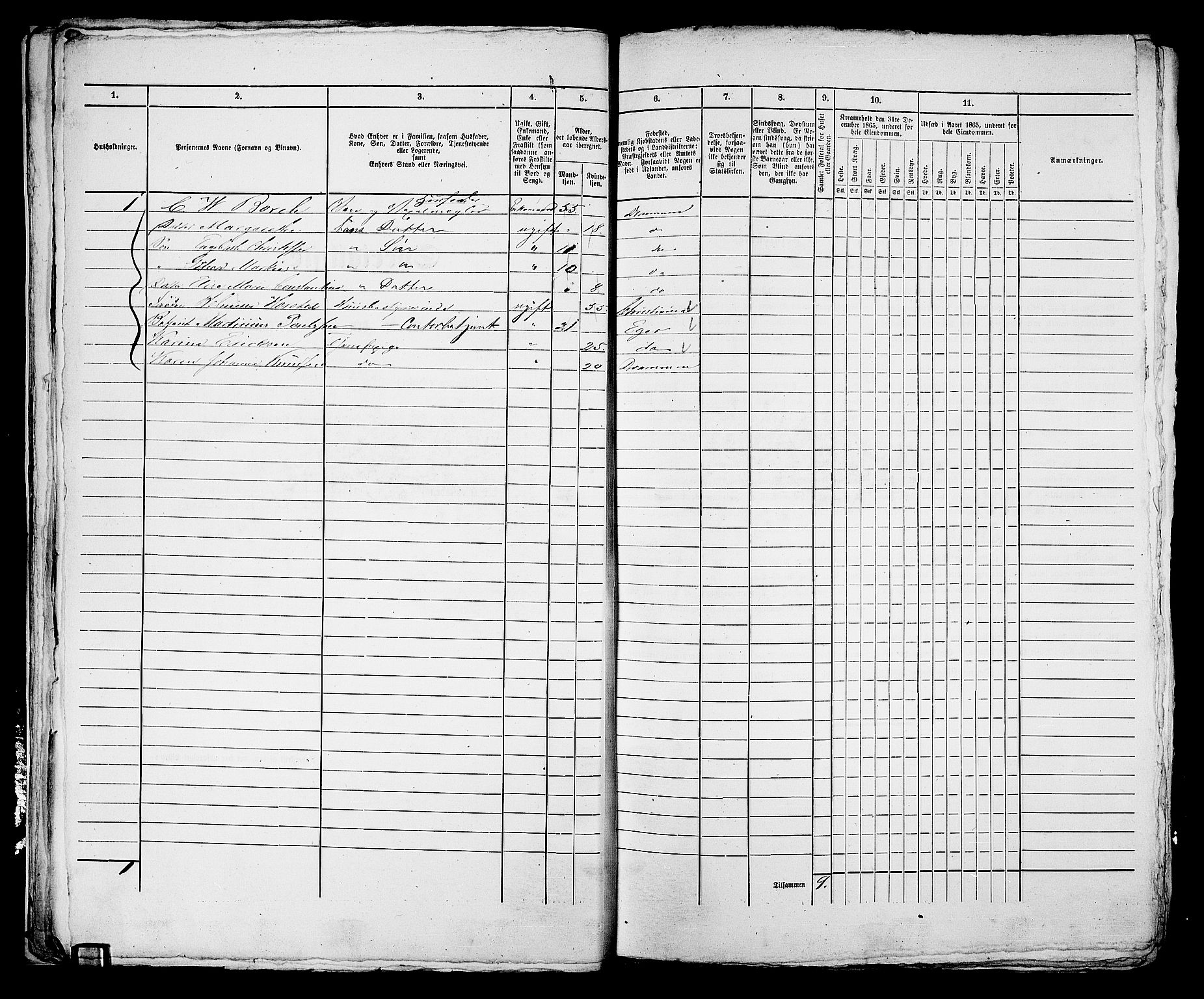 RA, 1865 census for Bragernes in Drammen, 1865, p. 654