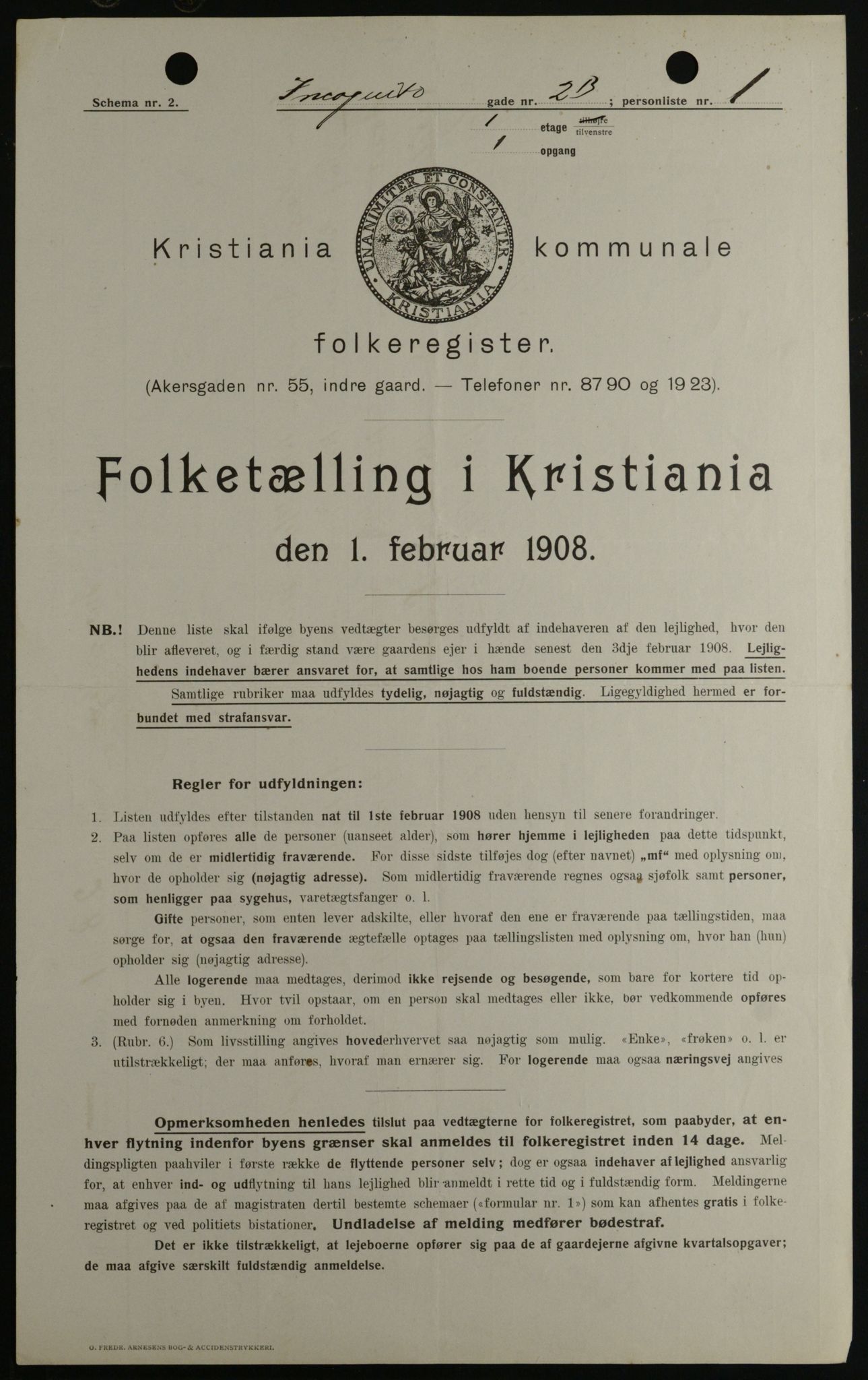 OBA, Municipal Census 1908 for Kristiania, 1908, p. 39512